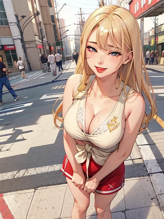 1girl, full body, (masterpiece, detailed background, best quality), long and shiny hair, blonde hair, sportswear, smirk, juicy lips, bitch juice, red lips, perfect eyes,ahegao,orgasm,