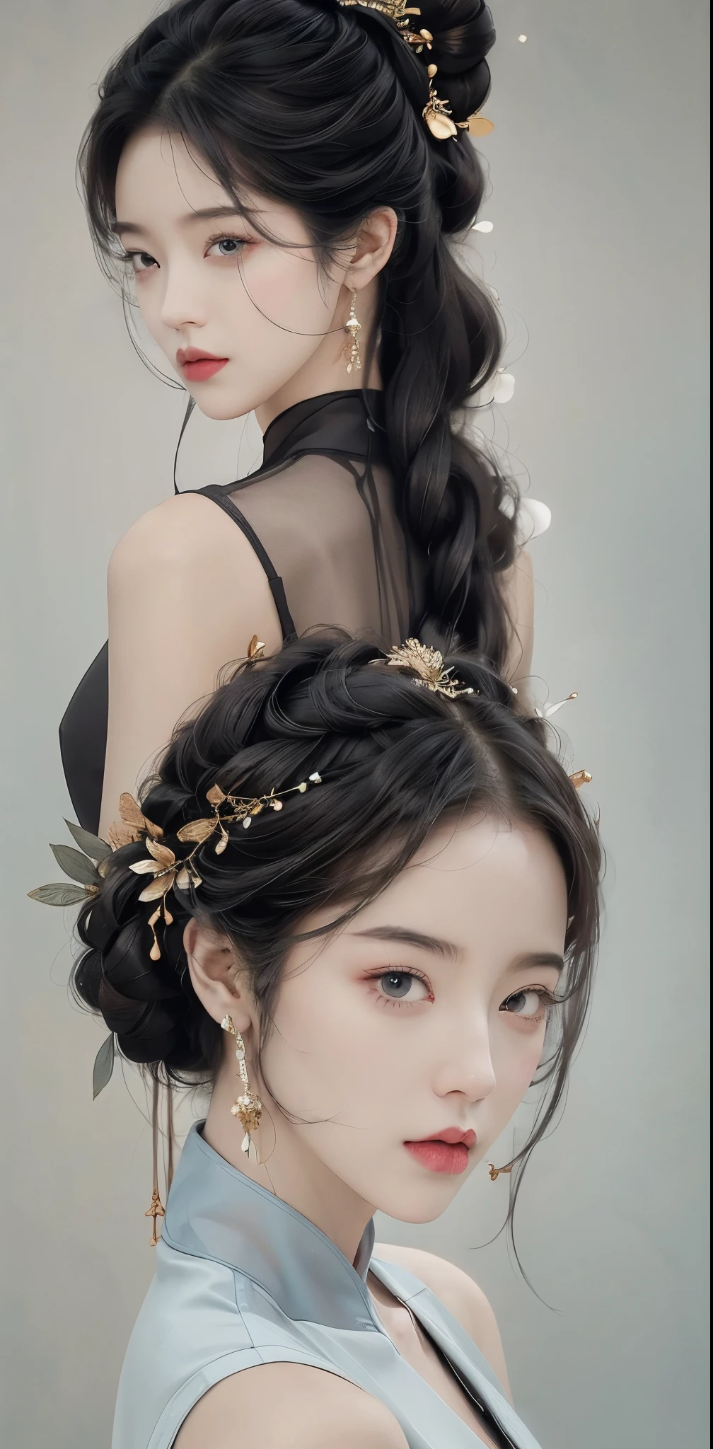 Masterpiece, 1 Beautiful Girl, Detailed Eyes, Swollen Eyes, Top Quality, Ultra High Resolution, (Reality: 1.4), Original Photo, 1Girl, Cinematic Lighting, Japanese, Asian Beauty, Korean, Very Beautiful, Beautiful Skin, Slender, Body Facing Front, (Ultra Realistic), (High Resolution), (8 K), (very detailed), (best illustration), (beautifully detailed eyes), (super detailed), detailed face, looking at viewer, facing straight ahead, neat clothes, sleeveless, short hair, black hair, 46 point slanted bangs, white background, neat room,