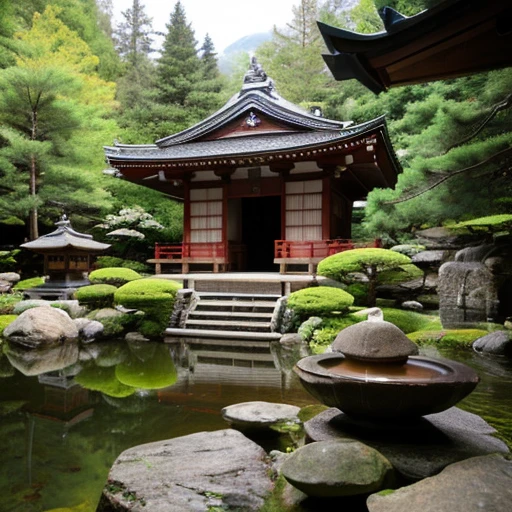 deep in the mountains,wooden,Temple of Japan,temple bell,Tesuisha,Jizo,waterfall,within the territory