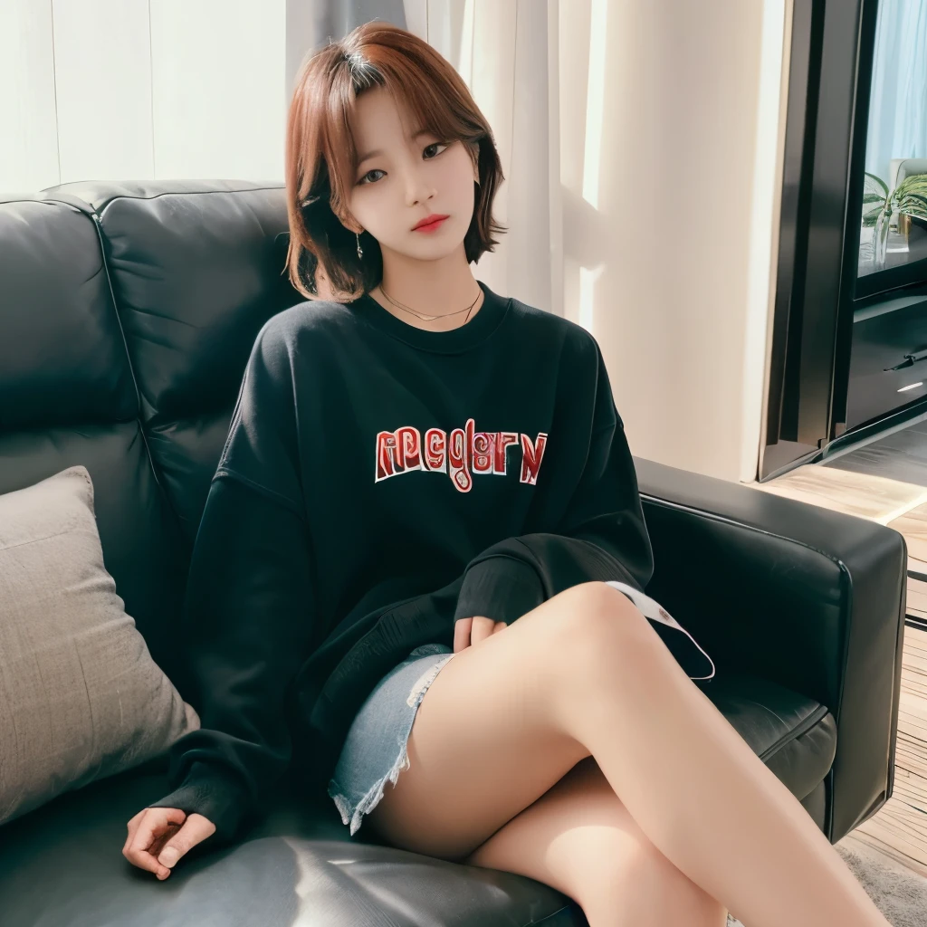 Jimin sitting on the couch