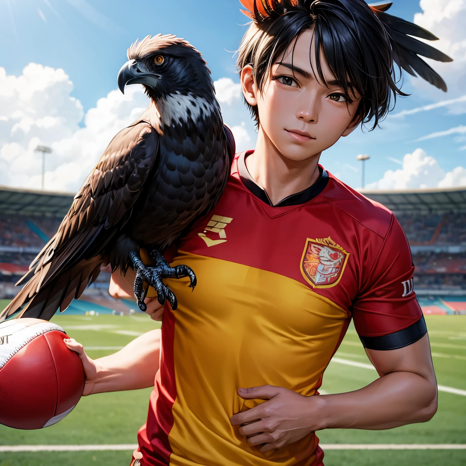 Bird hawk playing football, Indonesian national team football shirt