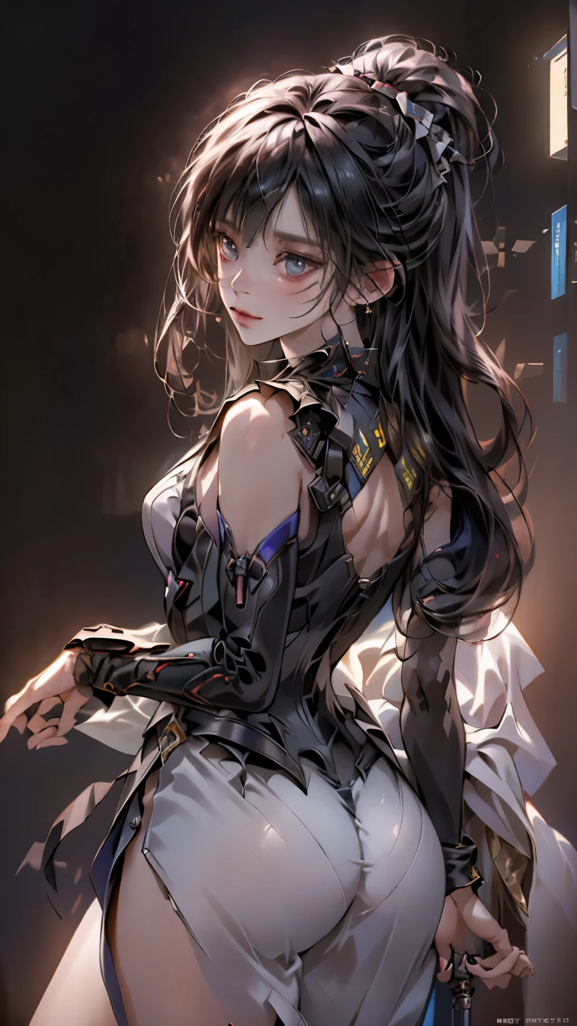 ((highest quality)), ((masterpiece)), (detailed:1.4), 。.。.。.3D, beautiful cyberpunk woman image,nffsw(high dynamic range),ray tracing,NVIDIA RTX,super resolution,unreal 5,Scattered beneath the surface,PBR texturing,post processing,anisotropic filtering,Depth of bounds written,maximum clarity and sharpness,multilayer texture,Albedo and specular maps,surface shading,Accurate simulation of light-matter interactions,perfect proportions,octane rendering,two-tone lighting,wide aperture,Low ISO、White balance、Rule of thirds、8K students、((Holding a sword in your hand))(((Look back and look back)))