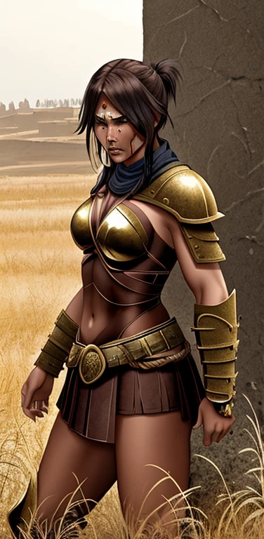 A Spartan warrior woman, battle crying, ready to die fight, fighting in the olld Spartan battlefields