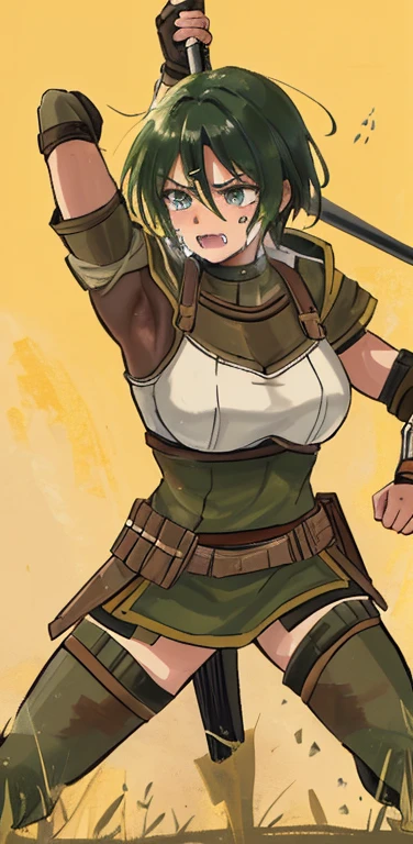A Spartan warrior woman, battle crying, ready to die fight, fighting in the olld Spartan battlefields