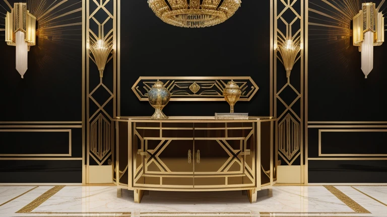 RAW photo in sequence, an image of an art deco environment, ((visible art deco furniture details, cabinet, mesa, sofa, luzes naturais, contraste alto, HDR, foto realista, foto profissional, Interaction with the viewer, estilo visual atraente, fotorrealista, elegante, materiais nobres, detalhes finos, luces reflejadas, 4k UHD, alta qualidade, art deco effects, Leica Q2 Monochrom)

In this sequence of raw photos, an image of an Art