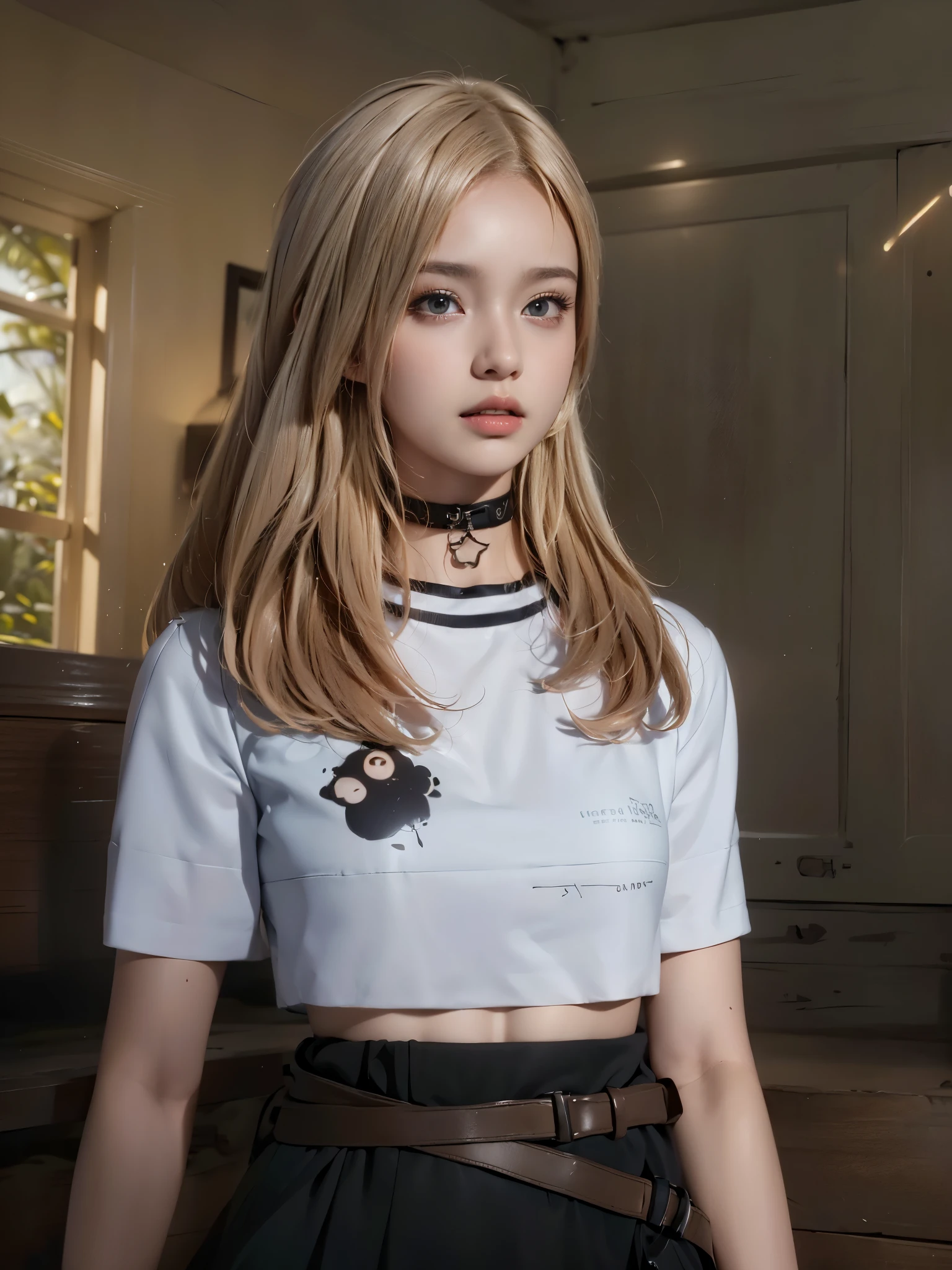 a 20 yo woman, blonde, (hi-top fade:1.3), dark theme, soothing tones, muted colors, high contrast, (natural skin texture, hyperrealism, soft light, sharp)