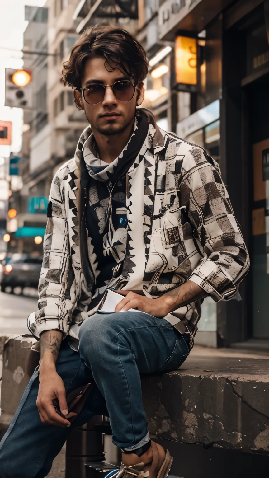 Change background cyberpunk handsome boy, realistic, face, 8k, ultra realistic,