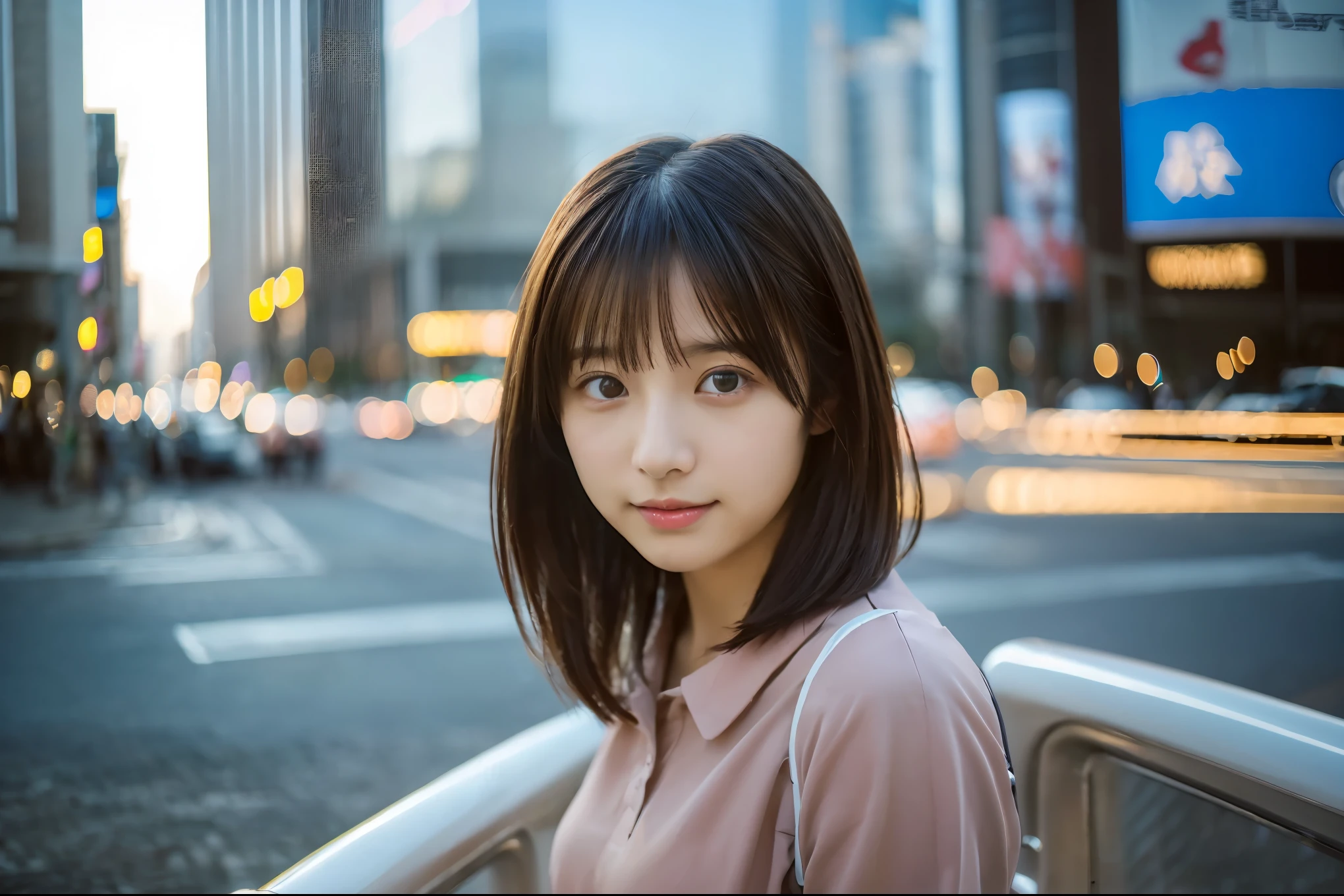 ((highest quality:1.5)) ((photographのようにリアル:1.3)) Super detailed super high quality super high quality surreal photograph japanese woman Fair skin 16 years old ((half-open lips:1.3)) Beautiful and soft skin Beautifully styled straight short hair beautiful and perfect body very cute A beautiful and transparent young man々New Skins 16 years old (gathered camisole) big breasts everyday city Busy city night viewer'point of view Front view (amazingly cute girl) waist shot ((The background is the protagonist:1.3))