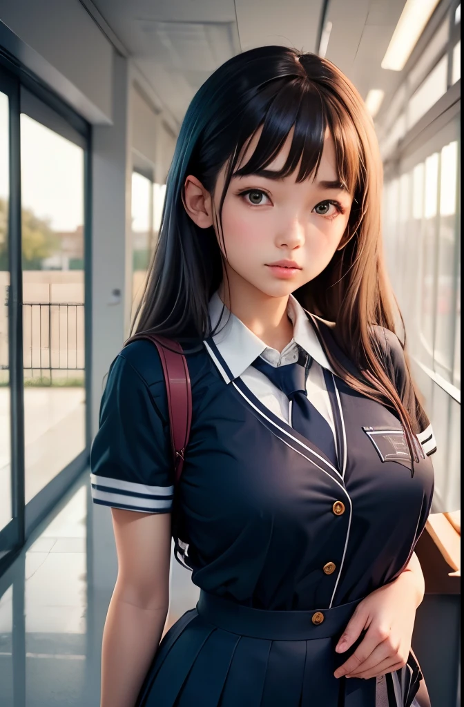 Girl, school uniform, huge