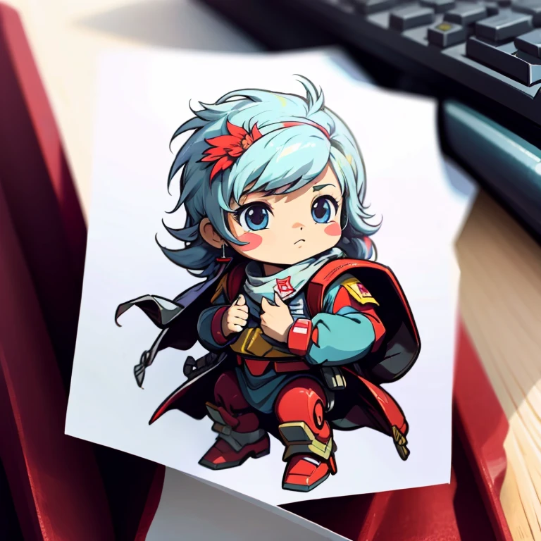 a gundam rooster, little, divine, one sticker, no background