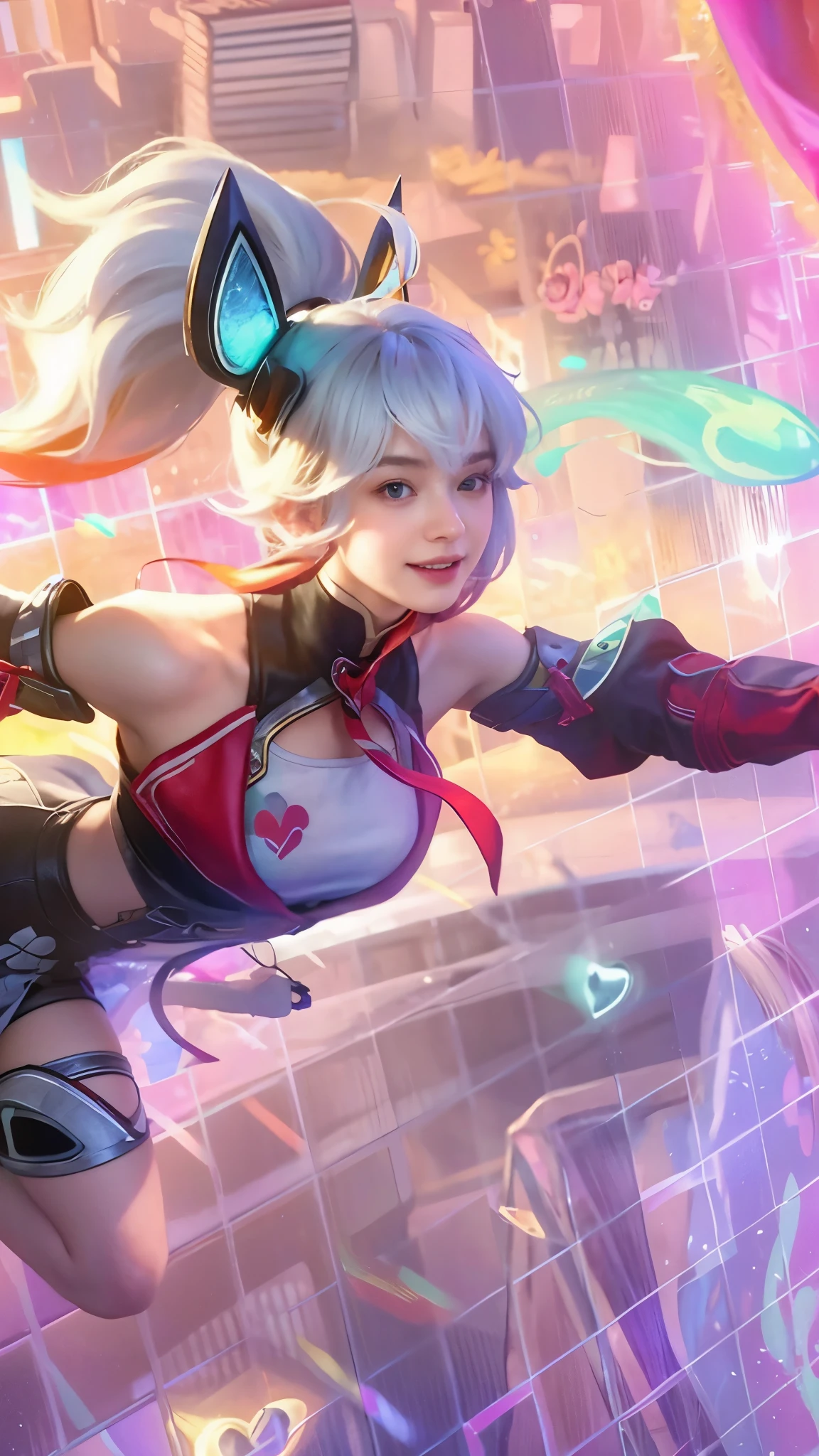 (8k, best quality, masterpiece:1.2), (realistic, photo-realistic:1.37), ultra-detailed, detail fingers, realistic fingers, realistic hand, A detailed portrait of 1 girl 21 year old, e girl, cool outfits, eyes looking at the camera, holding sword, pale skin, perfect body, blue eyes, blond hair. The scene is illuminated with professional lighting, photon mapping, and radiosity, with Tetsuya Nomura Style. Blur bokeh effect, realistic light, smile.