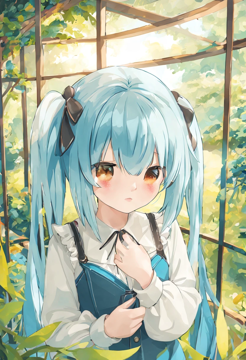 Beautiful girl blue hair twintails