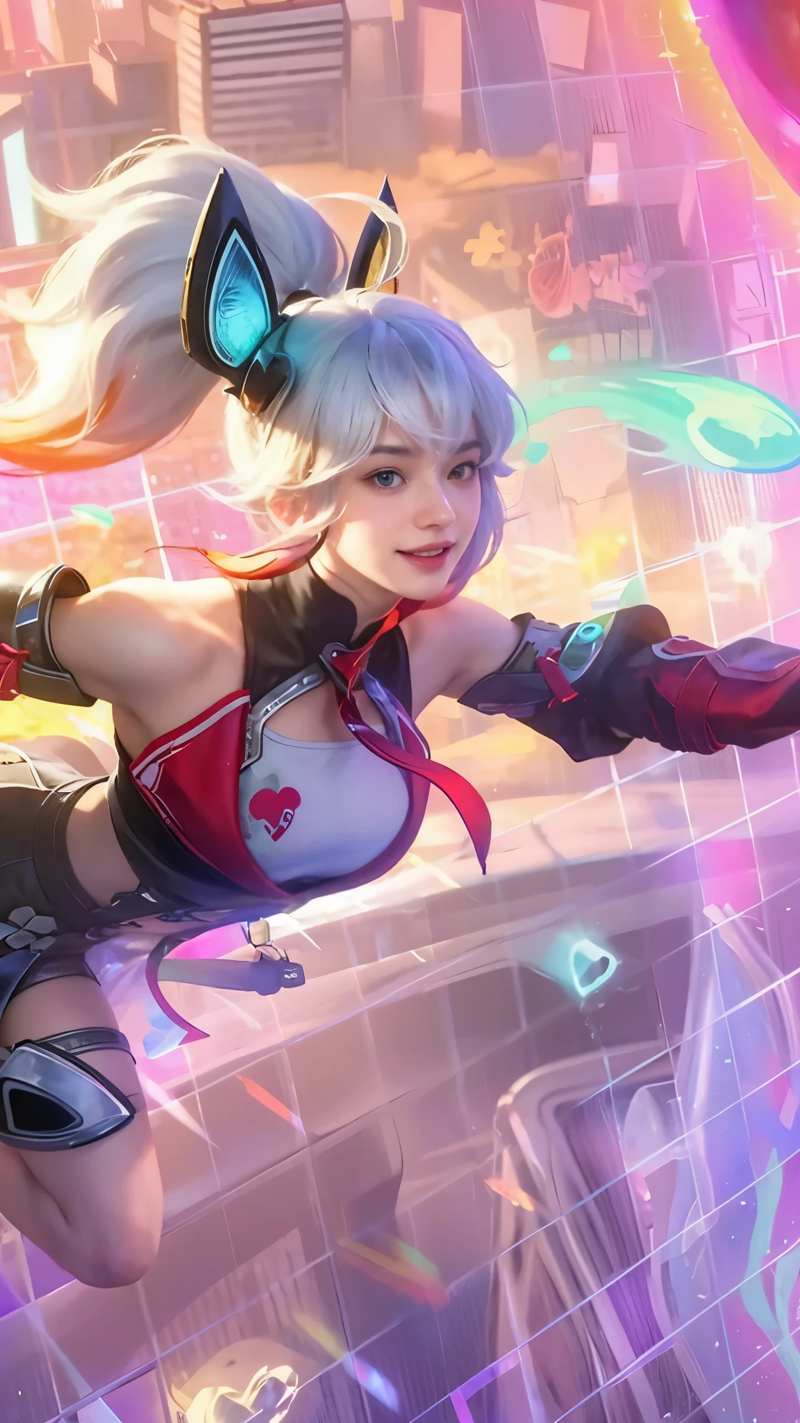 (8k, best quality, masterpiece:1.2), (realistic, photo-realistic:1.37), ultra-detailed, detail fingers, realistic fingers, realistic hand, A detailed portrait of 1 girl 21 year old, e girl, cool outfits, eyes looking at the camera, holding sword, pale skin, perfect body, blue eyes, blond hair. The scene is illuminated with professional lighting, photon mapping, and radiosity, with Tetsuya Nomura Style. Blur bokeh effect, realistic light, smile.