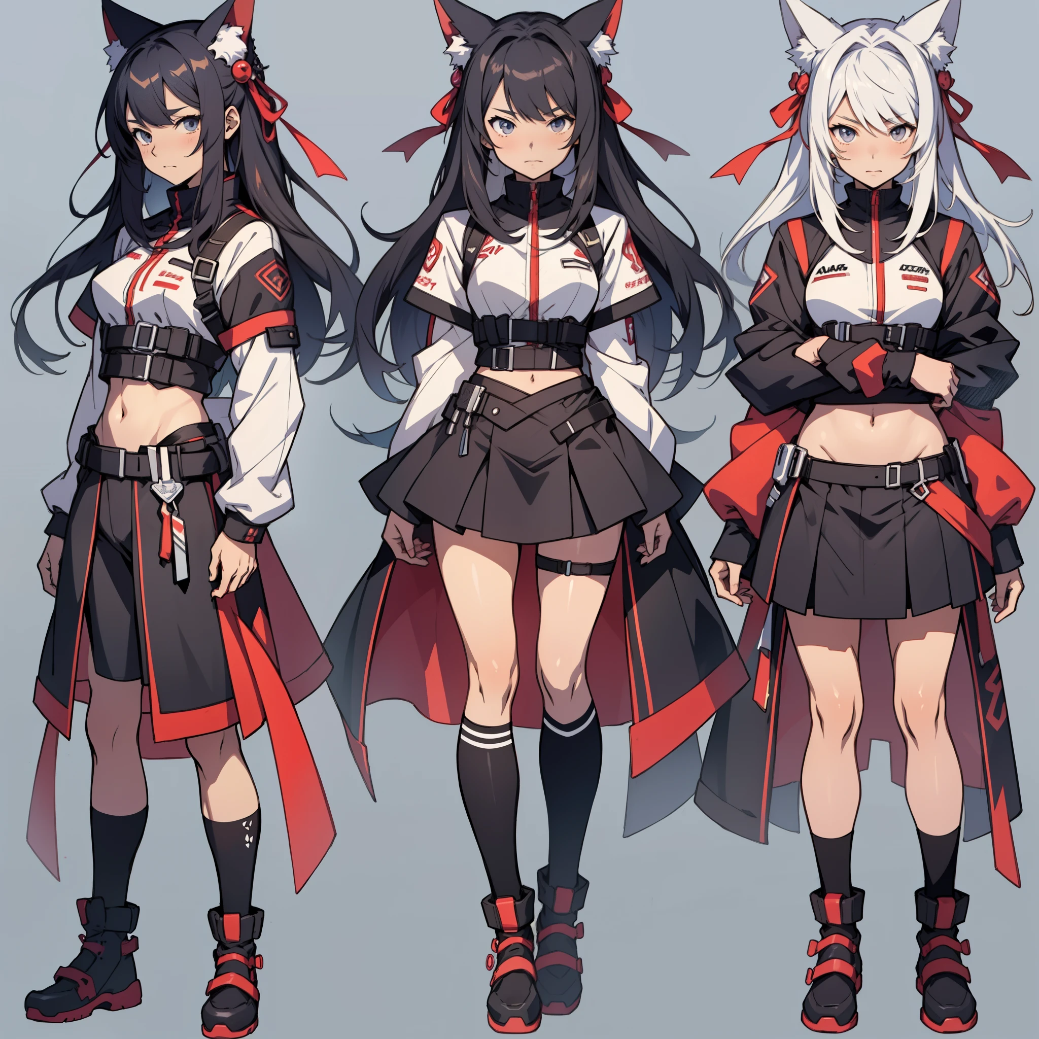 anime - style image of a character with a variety of hair and accessories, anime set style, anime character reference sheet, fantasy uniform, flat anime style, anime full body illustration, full_body!!, complete detailed body, extra detailed body, anime vtuber full body model, soft anime illustration, anime style character, clean detailed anime style,