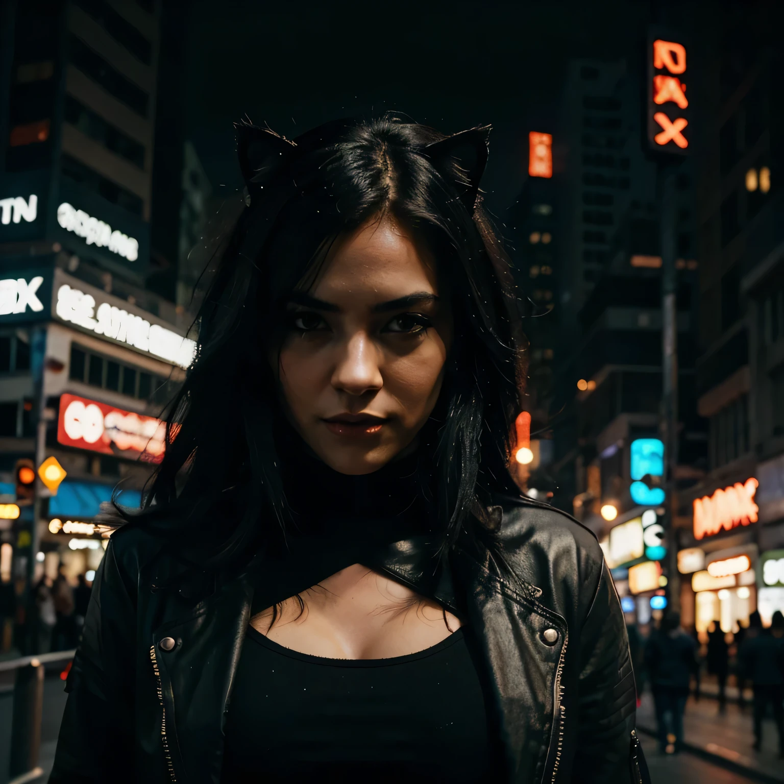 Background change cyberpunk, black cat