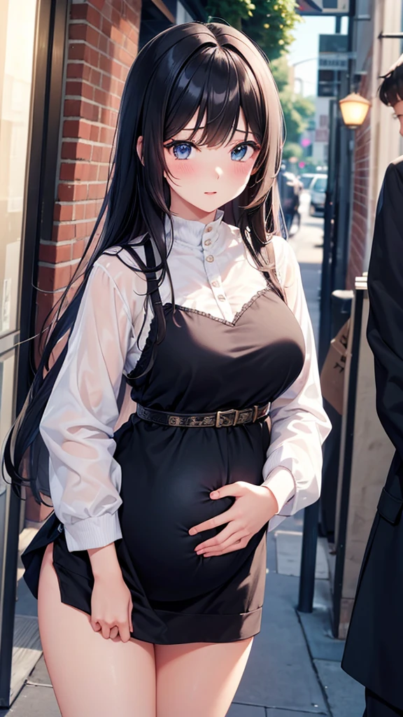 {{{{{Latest technology photos of college otaku girls - super high resolution UHD masterpieces}}}}},{{Extremely detailed}},{{{{{High resolution shooting quality}}}}},{{{{{{Professional warm lighting}}}}}},{{{{{A moody downtown area with gorgeous illuminations}}}}},{{{{{{thick dark lips}}}}}},{{{{Latest hairstyle hair silk wig with strong shiny bangs that look artificial and unnatural}}}}},{{{{{sweet々Cheek makeup}}}}},{{{{{Fake colored contact eyes made of marbles that shine unnaturally}}}}},{{{{{The overwhelming depth of her aura}}}}},{{{{{Soothing neat and casual clothes}}}}},{{{{{delicate body}}}}},{{{{{A strong warm spotlight suddenly surrounds her and transforms her into a pregnant woman.}}}},{{{{{She looks embarrassed on her first winter date with her childhood friend who finally got together.}}}}},{{{{{The moment you become pregnant, you begin to transform into the prettiest woman in fashion.}}}}}