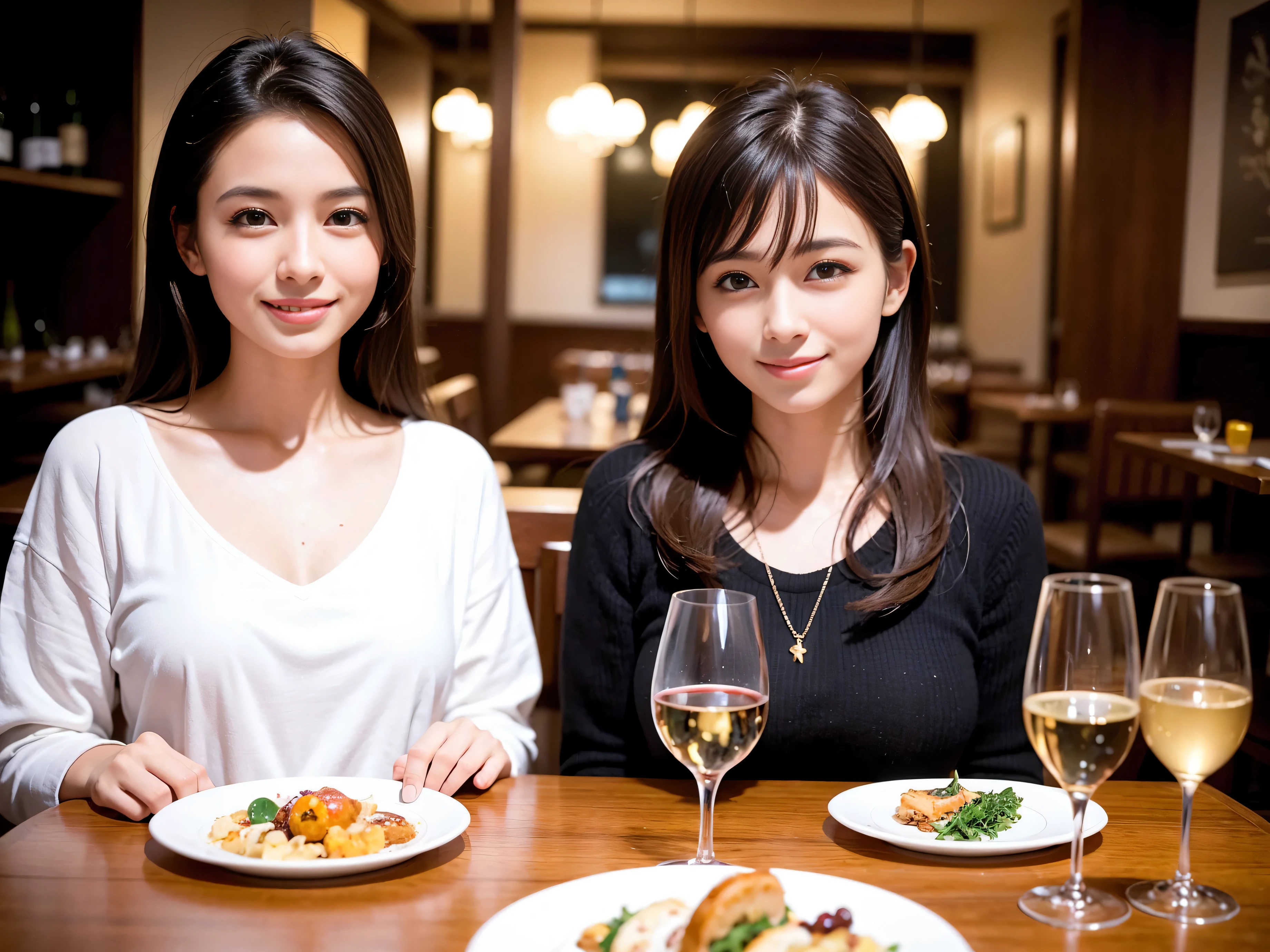 (including 64k, nffsw, highest quality, table top: 1.2), (realistic, photorealistic: 1.37), long sleeve shirt、winter fashion、Colombia、Brazilian、Japanese、Dutch、German、Portuguese、Belgian、Italian、french,champagne、Sparkling wine、 (slimフェイス), (slimボティ), (brown hair), (shortcut), Neat beauty、cheeks blush a little, (35 years old), 38 years old, alone, 窓の外には美しく緻密なnight景が広がります., restaurant, wine glassが座っている, nightに, in a prominent place (from the Upper body) nova frog style, actress, model, Upper body, White wine, slim, wine glass, Super Clean night View, wine glass Put in the Middle, Happy smile, (smile: 1.15), beautiful and detailed eyes, Upper body, bust japan up, night, short, short, actress, model, Upper body, White wine, slim, wine glass, Super Clean night View, wine glass Put in the Middle, Happy smile,