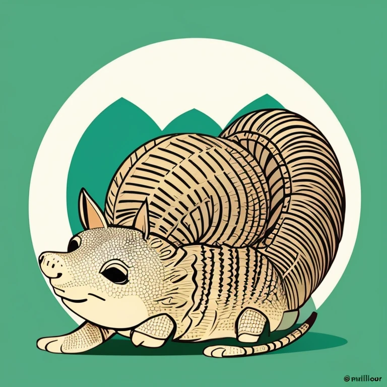 armadillo cute circle illustration anime style eyes rolled out as is animal no humans allowed