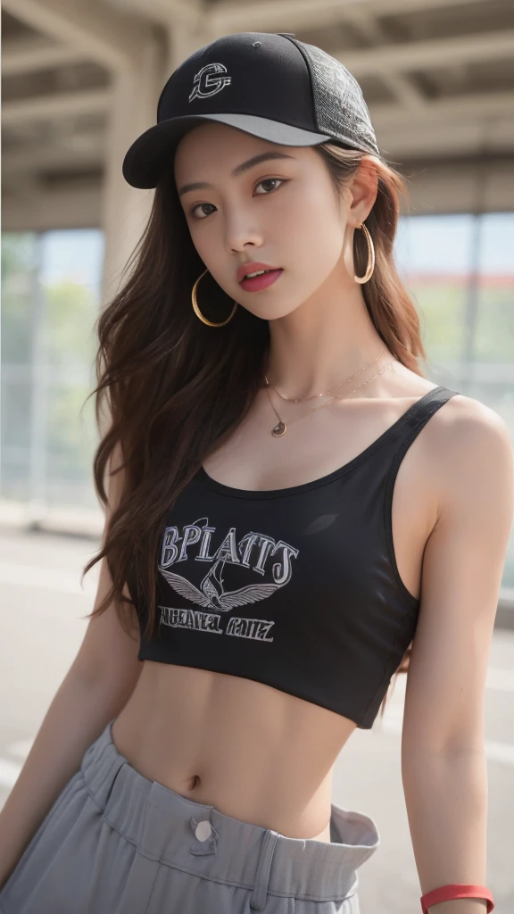 arafed asian woman in a black sports bra top and shorts, training bra, sport bra, sports bra, detailed sports bra, sport bra and shirt, smooth body features, sport bra and shorts, photorealistic perfect body, with abs, fit girl, sporty physique, crop shirt and strong abs, tight black tanktop, wearing a cropped black tank top