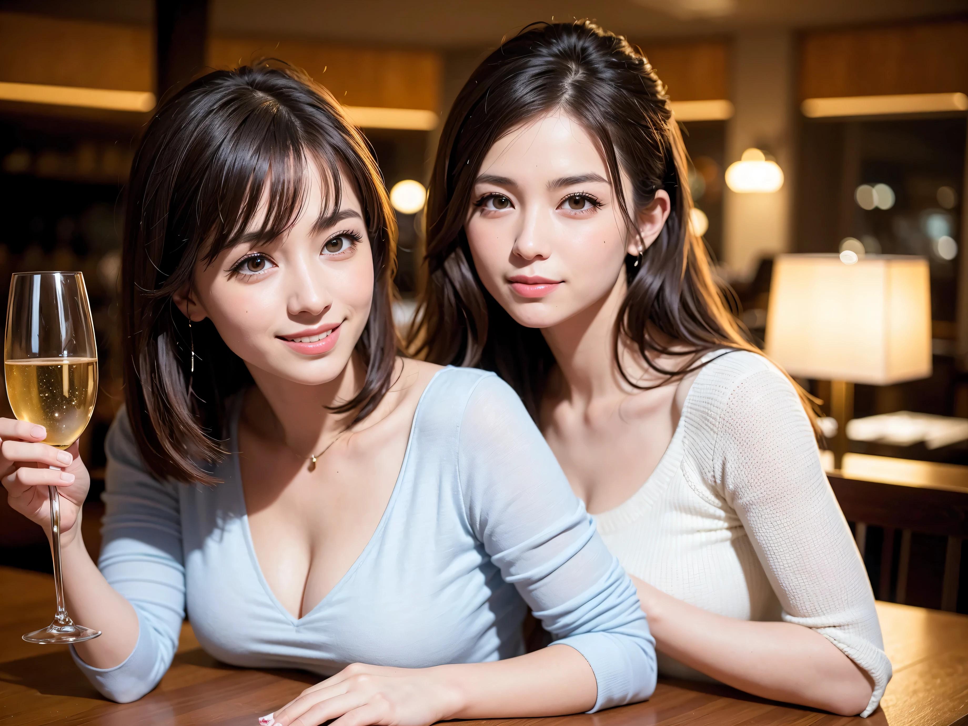 (including 64k, nffsw, highest quality, table top: 1.2), (realistic, photorealistic: 1.37), long sleeve shirt、winter fashion、Colombia、Brazilian、Japanese、Dutch、German、Portuguese、Belgian、Italian、french,champagne、Sparkling wine、 (slimフェイス), (slimボティ), (brown hair), (shortcut), Neat beauty、cheeks blush a little, (35 years old), 38 years old, alone, 窓の外には美しく緻密なnight景が広がります., restaurant, wine glassが座っている, nightに, in a prominent place (from the Upper body) nova frog style, actress, model, Upper body, White wine, slim, wine glass, Super Clean night View, wine glass Put in the Middle, Happy smile, (smile: 1.15), beautiful and detailed eyes, Upper body, bust japan up, night, short, short, actress, model, Upper body, White wine, slim, wine glass, Super Clean night View, wine glass Put in the Middle, Happy smile,