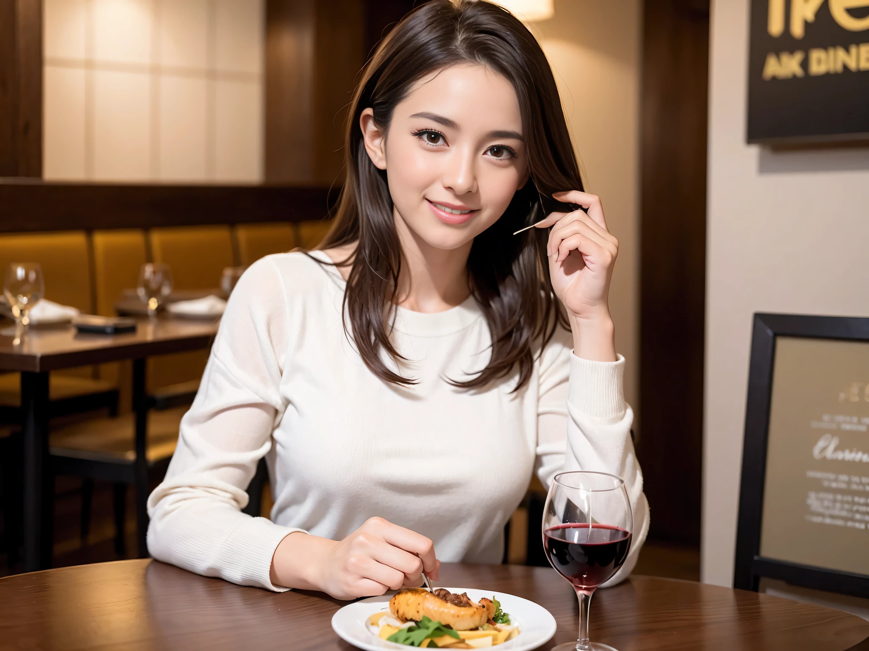 ((Highest quality、8K、masterpiece:1.3))、slimカップル、modelカップル、(Realistic, Intricate details:1.2), full-course dinner、Wine Party、Amazing view of the sunset sky and clouds、A bright smile、The wonderfulness of smile、Bright image、The beauty of wine, Beautiful Face, blue eyes, The light shines on your face, Blushing, short hair,Bright Face、 (Age 37), 39 years old, red wine 、Appetizers、Italian food、Wine bottle、Champagne、sparkling wine、Two beauties、Brown Hair、Shortcuts、Long sleeve shirt、dress、Beautiful woman 1, (slimな顔), (The body is slim), (Brown Hair), (Shortcuts), cheeks turn a little red,Attractive beauty、restaurant, In a prominent place (From the waist up) Nova Frog Style, actress, model, Upper Body, White wine, slim, wine glass, 中央に置かれたwine glass, smile, (smile: 1.15), Beautiful fine grain, Depth f/2,saturation, High Contrast, Strong light and shadow,Moist Body:1.5、3D texture、Delicate eyes、Brown Hair、The hair is very shiny、