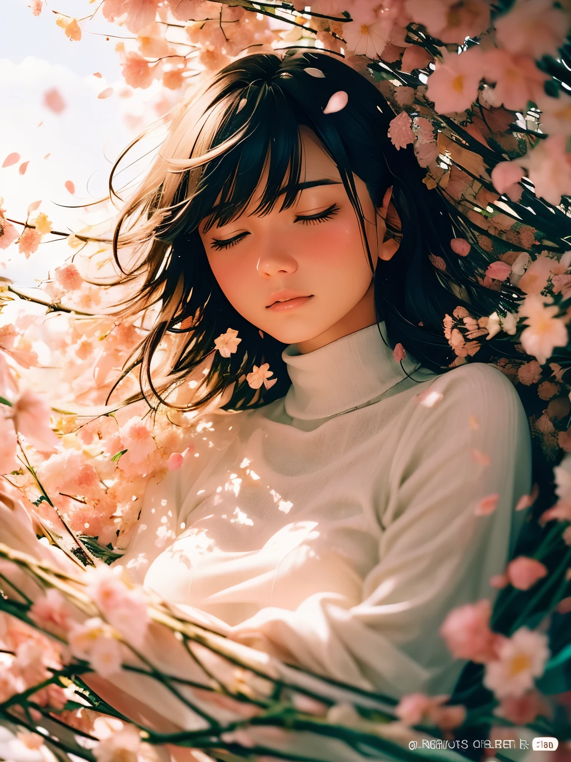 (best quality,highres:1.2),ultra-detailed,(realistic:1.37)
A woman stands calmly with her eyes closed,autumn background,cherry blossoms,beautiful detailed eyes,peaceful expression,floating leaves,rays of sunlight,vibrant colors,faint breeze,serene atmosphere,subtle shadows,fine details,graceful posture,flowing dress,warm sunlight filtering through the trees,colorful foliage,gentle rustling of leaves,delicate petals falling,tranquil ambiance,calmness and stillness,dreamlike scenery,serenity and tranquility,autumn leaves,soft warm light,serene beauty,quiet contemplation,harmony with nature,dancing petals,falling leaves,whispering wind,peaceful nature,captivating tranquility,poetic ambience,serene landscape,gentle autumn breeze,peaceful retreat,cherry blossom petals,autumn colors,touched by golden sunlight.