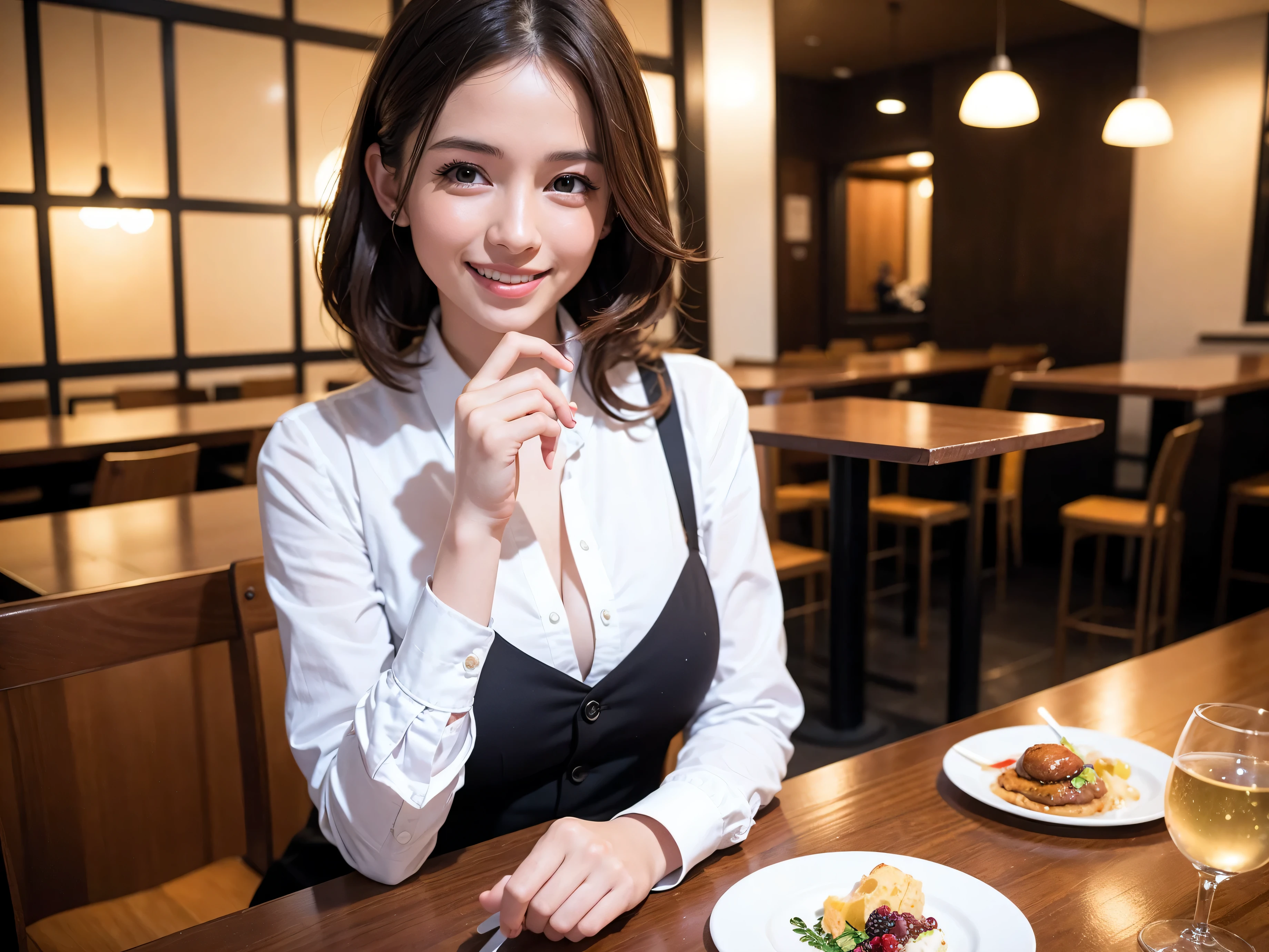 ((Highest quality、8K、masterpiece:1.3))、slimカップル、modelカップル、(Realistic, Intricate details:1.2), full-course dinner、Wine Party、Amazing view of the sunset sky and clouds、A bright smile、The wonderfulness of smile、Bright image、The beauty of wine, Beautiful Face, blue eyes, The light shines on your face, Blushing, short hair,Bright Face、 (Age 37), 39 years old, red wine 、Appetizers、Italian food、Wine bottle、Champagne、sparkling wine、Two beauties、Brown Hair、Shortcuts、Long sleeve shirt、dress、Beautiful woman 1, (slimな顔), (The body is slim), (Brown Hair), (Shortcuts), cheeks turn a little red,Attractive beauty、restaurant, In a prominent place (From the waist up) Nova Frog Style, actress, model, Upper Body, White wine, slim, wine glass, 中央に置かれたwine glass, smile, (smile: 1.15), Beautiful fine grain, Depth f/2,saturation, High Contrast, Strong light and shadow,Moist Body:1.5、3D texture、Delicate eyes、Brown Hair、The hair is very shiny、