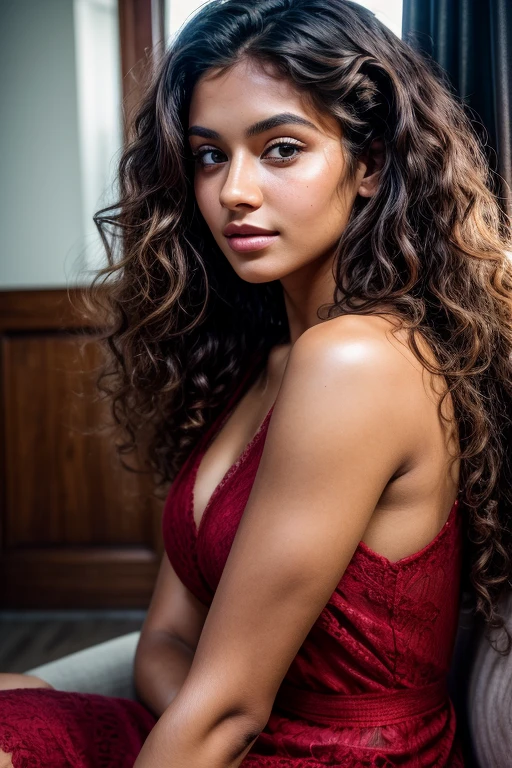 Masterpiece. Best quality, in classis sports car, brown-skinned young woman with green eyes and purple curly hair with faded dark brown hair roots, full body pose, posing for a picture, red lacey dress, soft portrait shot 8 k, beautiful young girl, beautiful portrait image, photo of a beautiful woman, perfect face and eyes, gorgeous face portrait, beautiful young woman, beautiful portrait photo, beautiful model girl, extremely beautiful face, very beautiful young woman, beautiful girl model, beautiful portrait lighting 8k uhd, dslr, high quality, film grain, fujifilm xt3