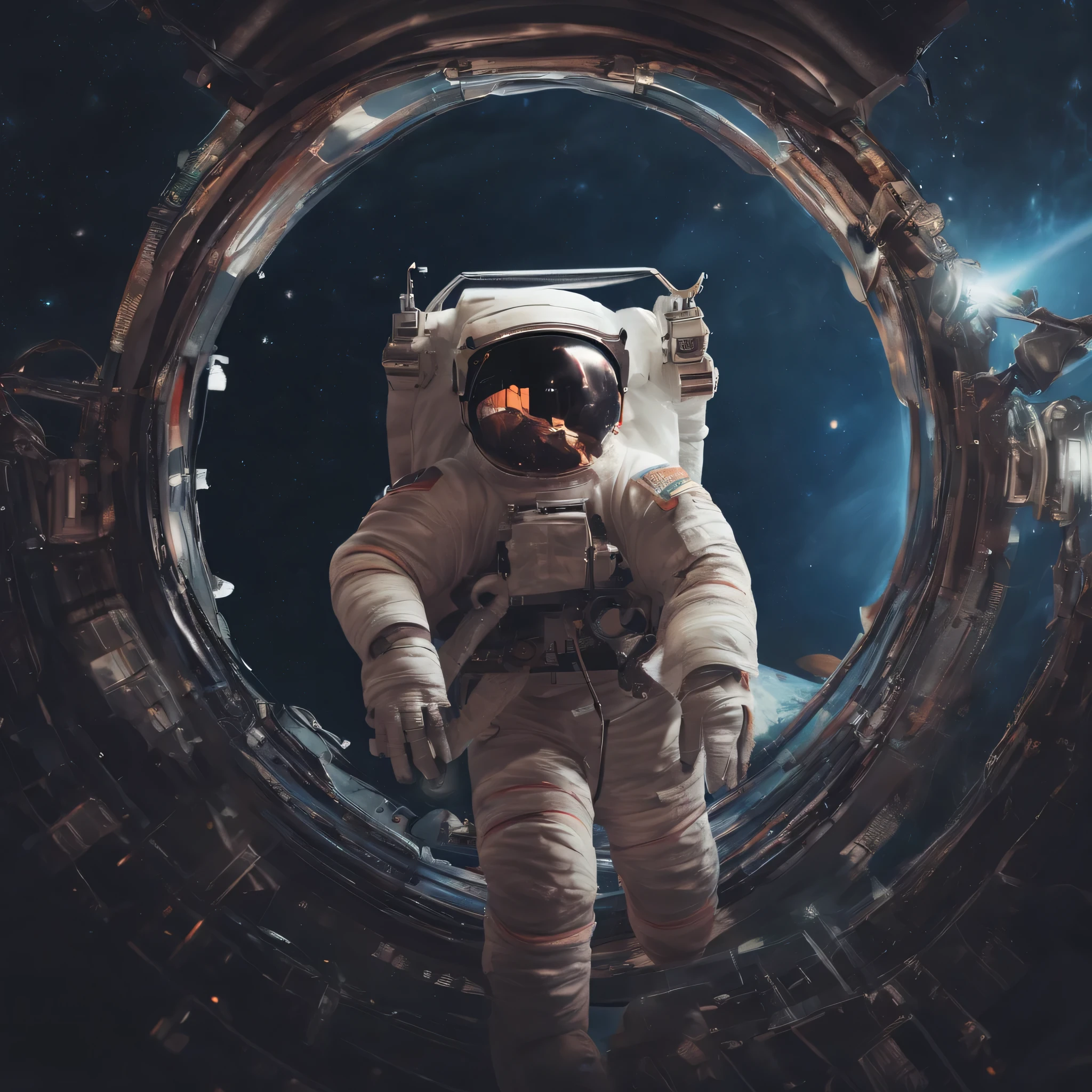 Astronaut on a spacewalk. space art, sci-fi wallpaper. The beauty of deep space