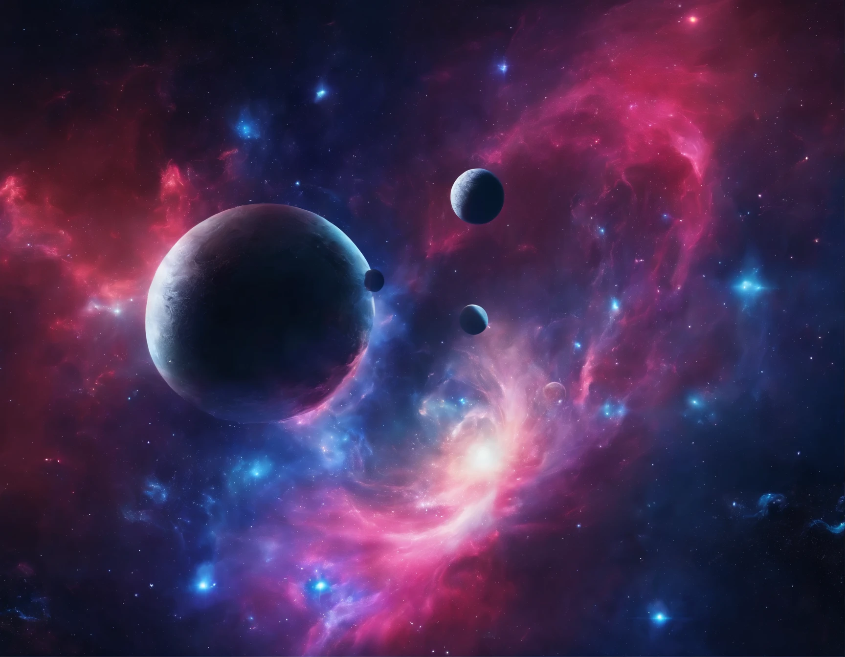 (outer space),science fiction,masterpiece,top quality,digital space,Vortex Nebula,1920*1080 HD quality,abstract,planet,Full coverage of the earth,Dark bluish gray tone,Multiple nebula vortices with distinct priorities,Don’t have multiple colors,The overall tone should be unified