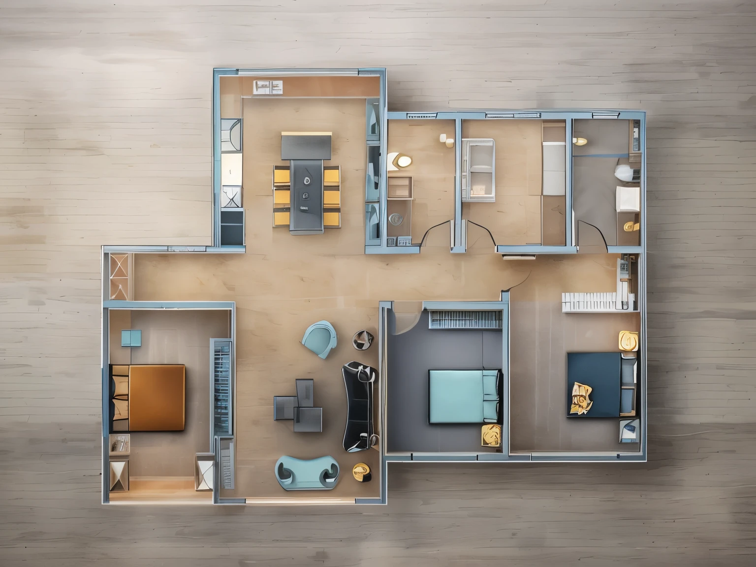 Color floor plan，Lao Chen，Color flat graph