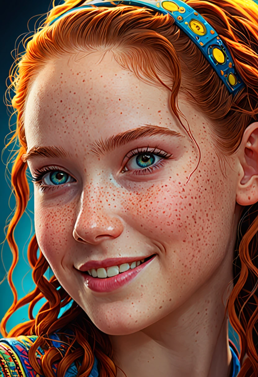 poster,movie poster with title text logo "G\O\O\D\D\A\Y\", award winning photo of 1girl, (extremely detailed, realistic, perfect lighting, vibrant colors,intricate details), (freckles:0.2):0.2),high detailed skin, pale skin, the way that i imagine music, jazzy smile , best quality, masterpiece, highres, absurdres, incredibly absurdres, huge filesize, wallpaper,8K, text, pro color graded