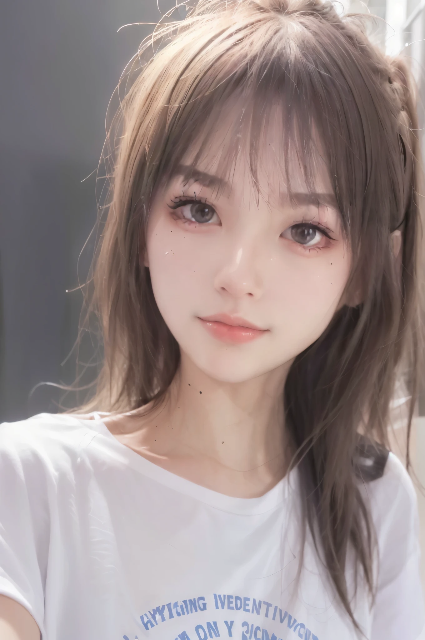 wear, (photo actual:1.4), (hyper actual:1.4), (actual:1.3),
(Smoother lighting:1.05), (Improve lighting quality:0.9), 32k,
1 girl,20 year old girl, actual lighting, backlight, There is light on the face, Ray tracing, (bright light:1.2), (quality improvement:1.4),
(The best quality real textured skin:1.4), delicate eyes, Delicate face, good quality eyes,
(Tired, sleepy and satisfied:0.0), face close-up, t-shirt,
(Increase body line emotions:1.1), (Increase the beauty of skin texture:1.1)
