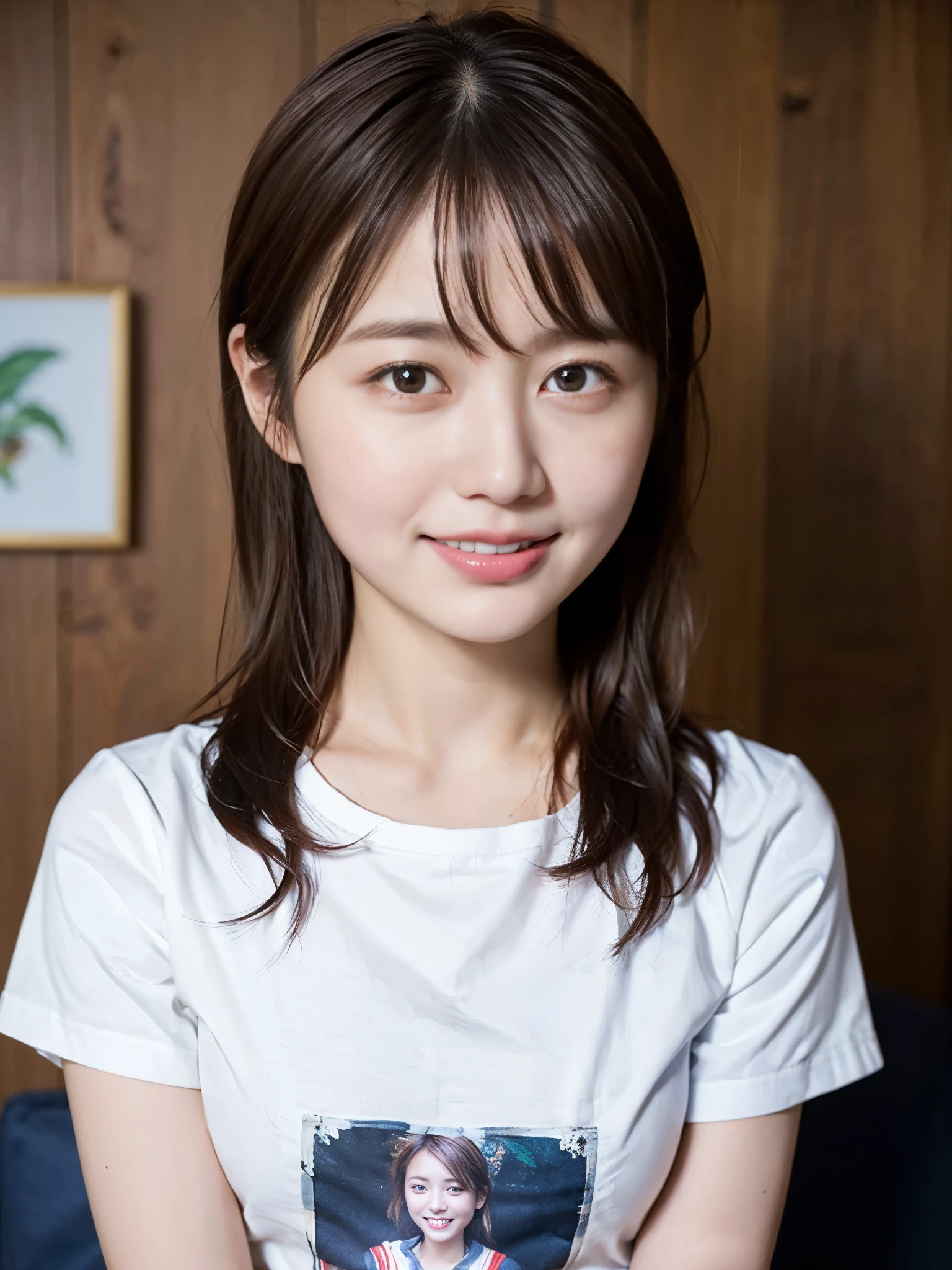 Alafed asian girl in white shirt and smiling, chiho, young cute wan asian face, portrait of a japanese teen, Young Asian Girl, 奈良美智, Young adorable Korean face, zora々Shishi Japan of Girls, Japanese Models, girl cute-fine-face, With short hair, a cute young girl