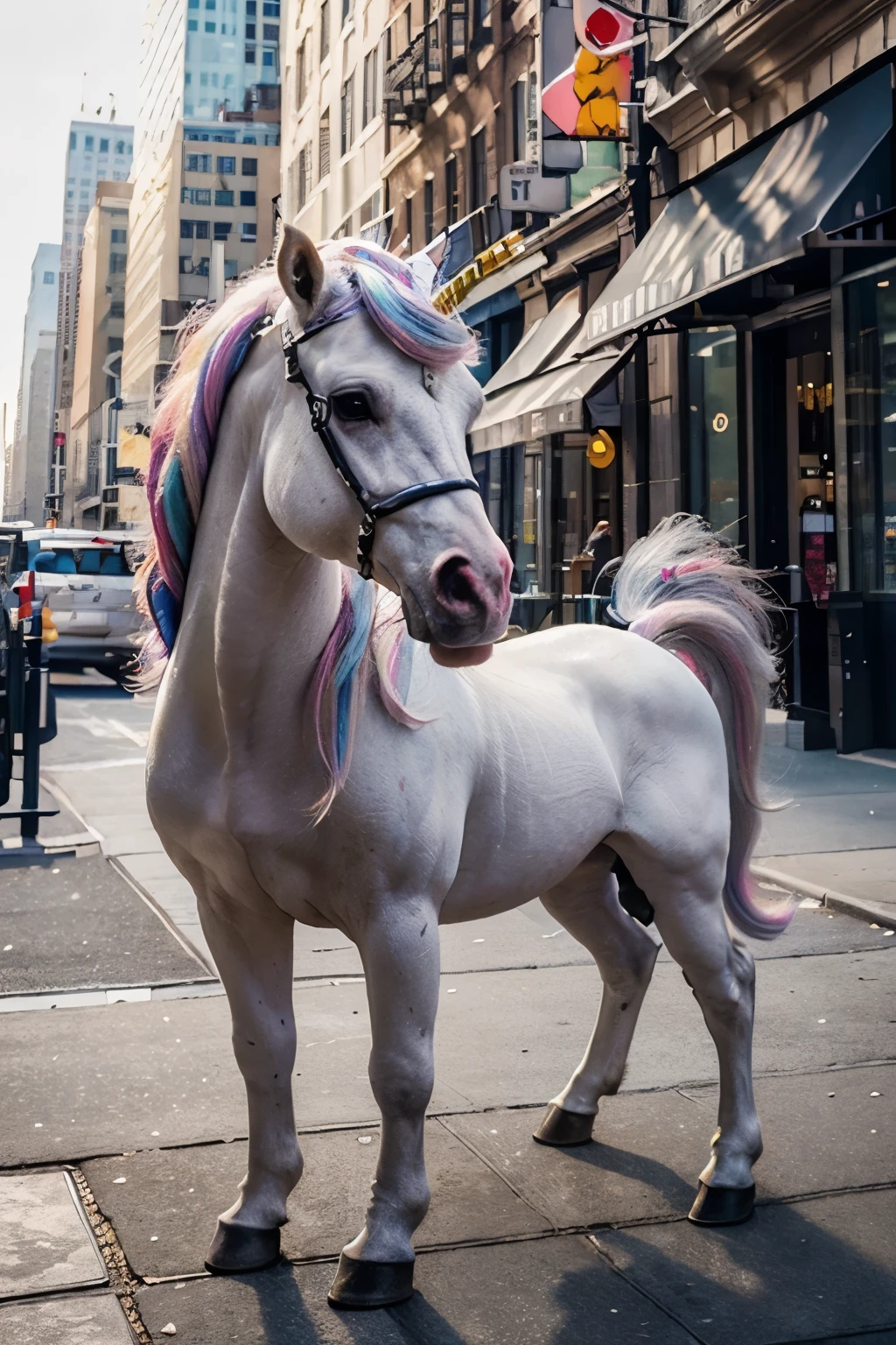 ((best quality)), ((masterpiece)), (detailed), unicorn, photorealistic, located in new york