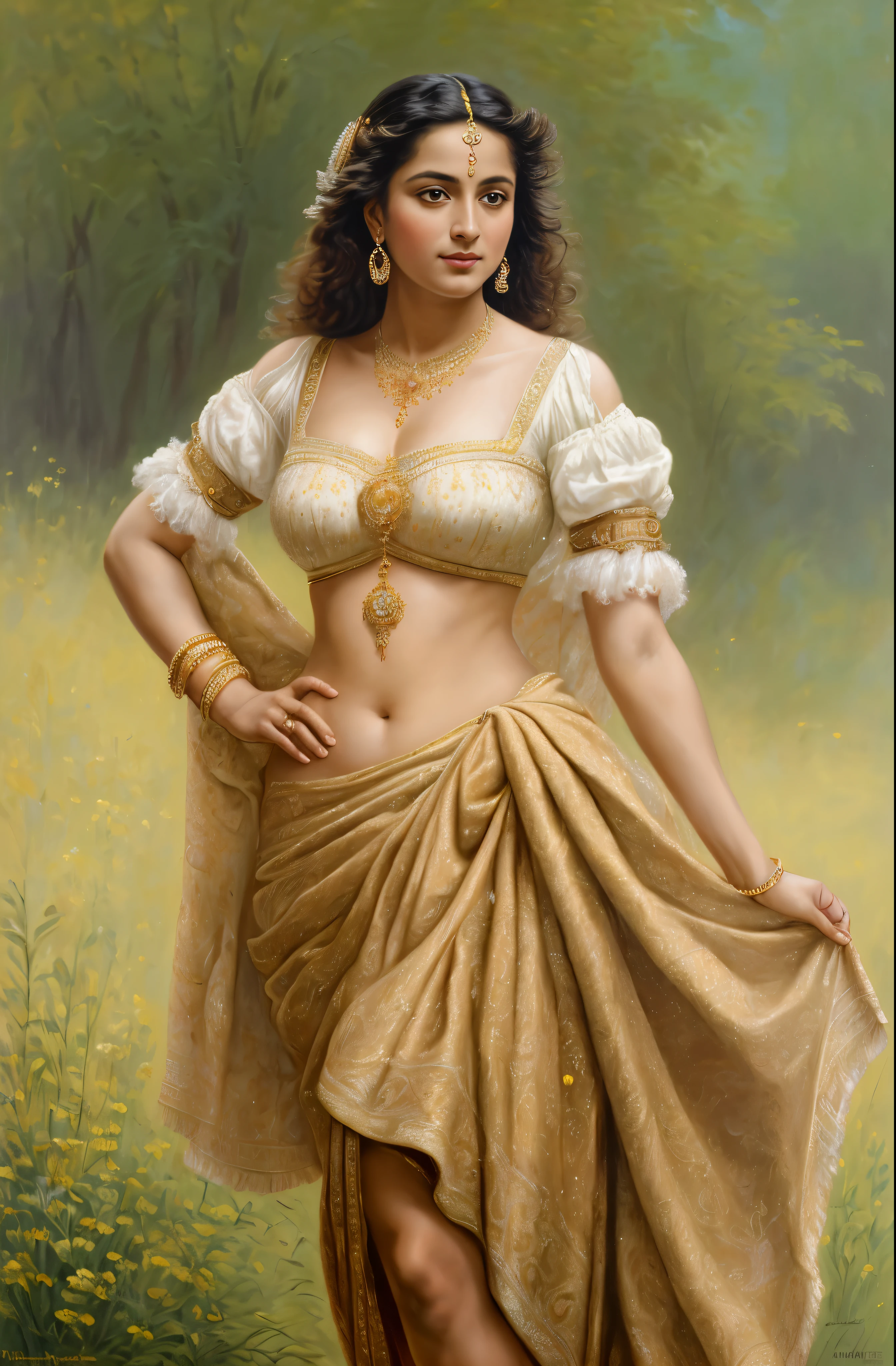 Best quality, highly detailed, masterpiece, Indian princess, Rajkanya, royal clothes, Masterpiece, extremely gorgeous woman, matchless Beauty, portrait, Peter Paul Rubens style, Woman, off shoulder bandeau crop blouse, beautifully styled hair, fluffy hair, middle ages, classicism, andrey atroshenko style, painting, long hair, styled hair, traditional media, realistic, figurative, fine art, detailed Art, oil on canvas, HDR, 8K, original character, high resolution, high detail, focus on the face, intricate, flawless, fluffy hair, Peter Paul Rubens style, By Peter Paul Rubens, sharp picture, no crown