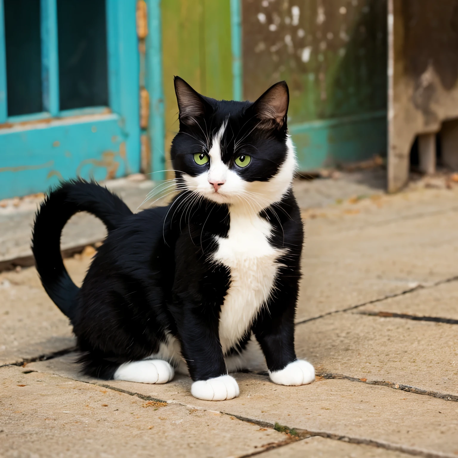 White and black eight-cracked cat