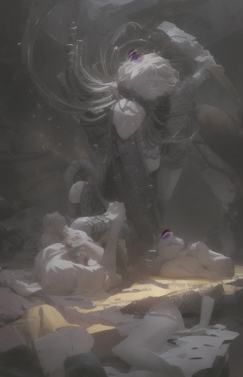 (superflat, flat shading, flat colors:1.1), 1girl, naked, nipple, lying in a desert, closeup face, anime, zdzislaw beksinski, jacek yerka, hr giger, kazimir malevich, cold, starry skies, cosmos, tribal, dark