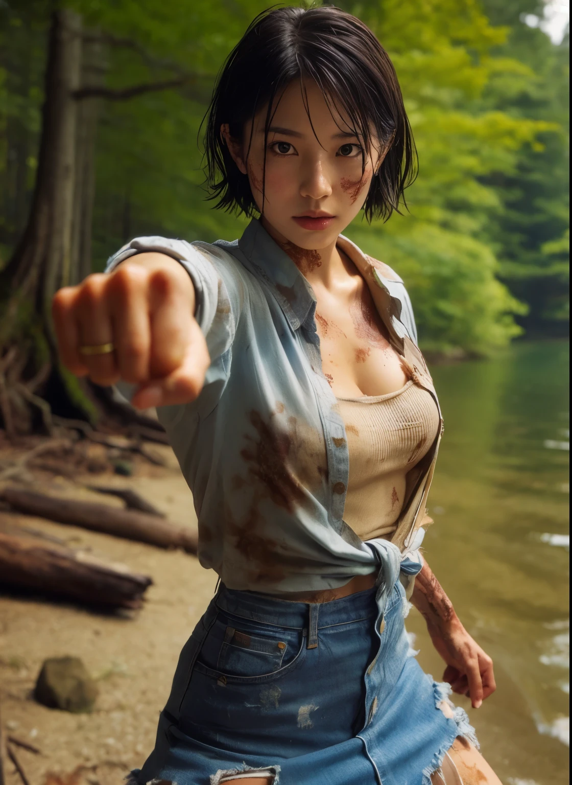 photorealistic、realistic skin texture、scratch