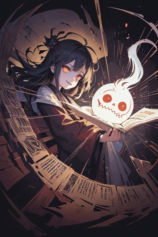 ((jumpscare)), Outline warm color, ((festival)), ((Chojugiga)), ((Shihon Bokuga)), antique, (anthropomorphism), (Sumi-e), Monochrome art, (Old paper style illustration), (hunting paintingural style, Little monster, old performance, variational pointillism, flat illustration, eerie, (horror elements), eerie worldview, (primitive art), Outline warm color, old picture scroll style, old staging, Ancient mural style, ((Front or side angle)), (((in the city))), (((cartoon style))), ((cartoonish)), ((cartoon illustration)), (Line drawing style illustration), (rough sketch), ((Outline warm color)), (eerie), (doll-like face), (horror factor), eerie worldview, Maine is a monster, possessed body, Japanese style tool, personification of junk, Japanese Monsters, (Dark atmosphere), (Mysterious Variants), (spooky look), (Crazy smile), (crazy face), looks like a person, ((masterpiece)), ((high resolution)), ((super delicate)), ((8k)), (Distinctive hair style), (Creative accessories), madness, ((Draft cartoon style)), ((wallpaper)), ((Diverse angles)), Comic Style Illustrations, (drawing style), (individualistic atmosphere), Fantasy Town, extra, Nightmare, ghost, darkness, fear, eerie, undead, curse, specter, sorcery, creepy laughter, murder, paranormal activity, soul, supernatural, apparition, terrifying, spooky sound, dread, conspiracy, dark power, deceased, spirit photography, hallucination, out-of-body experience, death omen, incantation, demon, soul of the dead, paranormal investigation, psychic sense, spiritual presence, bloodstain, undead, cursed gaze, shadow of terror, unknown entity, scent of death, ghostly attack, witch, forbidden sorcery, sinister shadow, voice of the dead, nightmare labyrinth, wail of the undead, spirit manifestation, forbidden knowledge, ghost ship, shadow of the dead, cursed place, spirit world