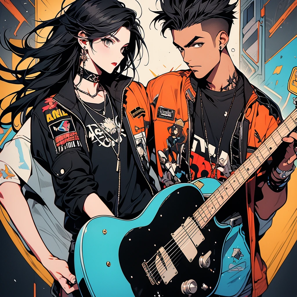 masterpiece, high-quality, high-definition, high-resolution, anime style, warm color palette, //Character
1girl,
BREAK
//Fashion
Edgy Bee Punk Rocker,
Rock a black leather jacket adorned with edgy bee patches or embroidery, giving the costume a punk rock vibe,
BREAK
Pair the jacket with a graphic tee or tank top featuring bold bee imagery or patterns, adding a rebellious element to the ensemble,
BREAK
Opt for distressed or ripped jeans for a punk-inspired edge, creating a casual and edgy aesthetic,
BREAK
Complete the look with black combat boots, enhancing the punk rocker vibe and providing a bold finishing touch,
BREAK
Wear a choker necklace with a bee pendant, adding a subtle yet distinctive accessory that ties into the overall theme,
BREAK (Background is richly drawn and delicate),