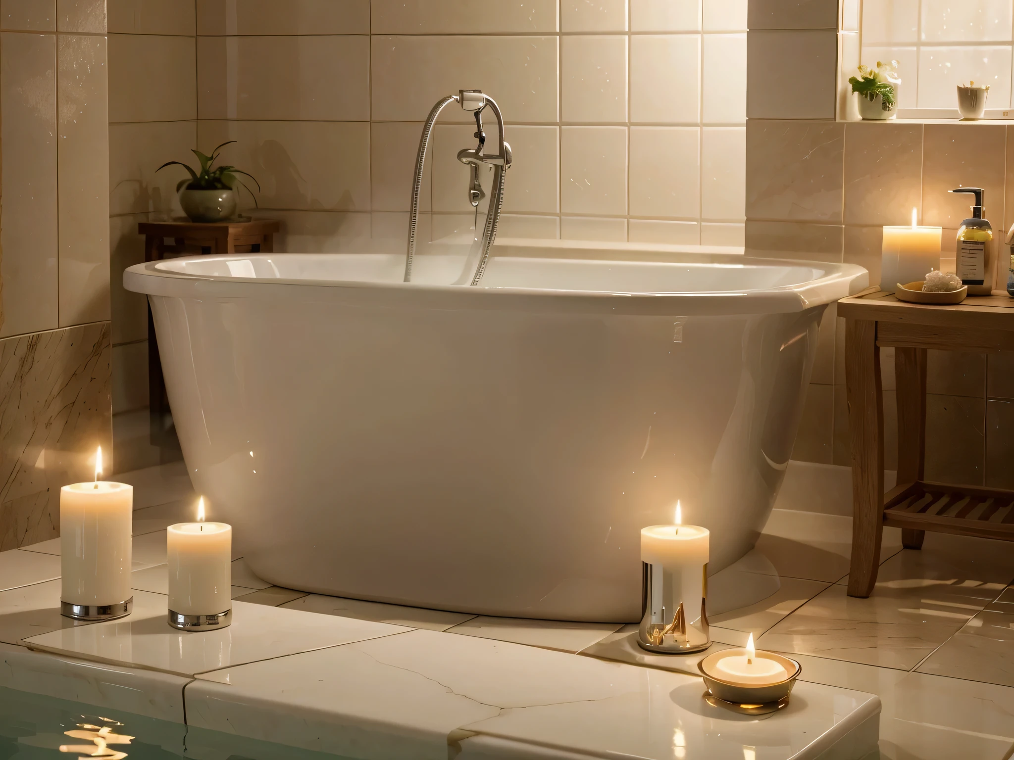 Beauty water therapy candle spa wellness light care health relaxation bath romantic