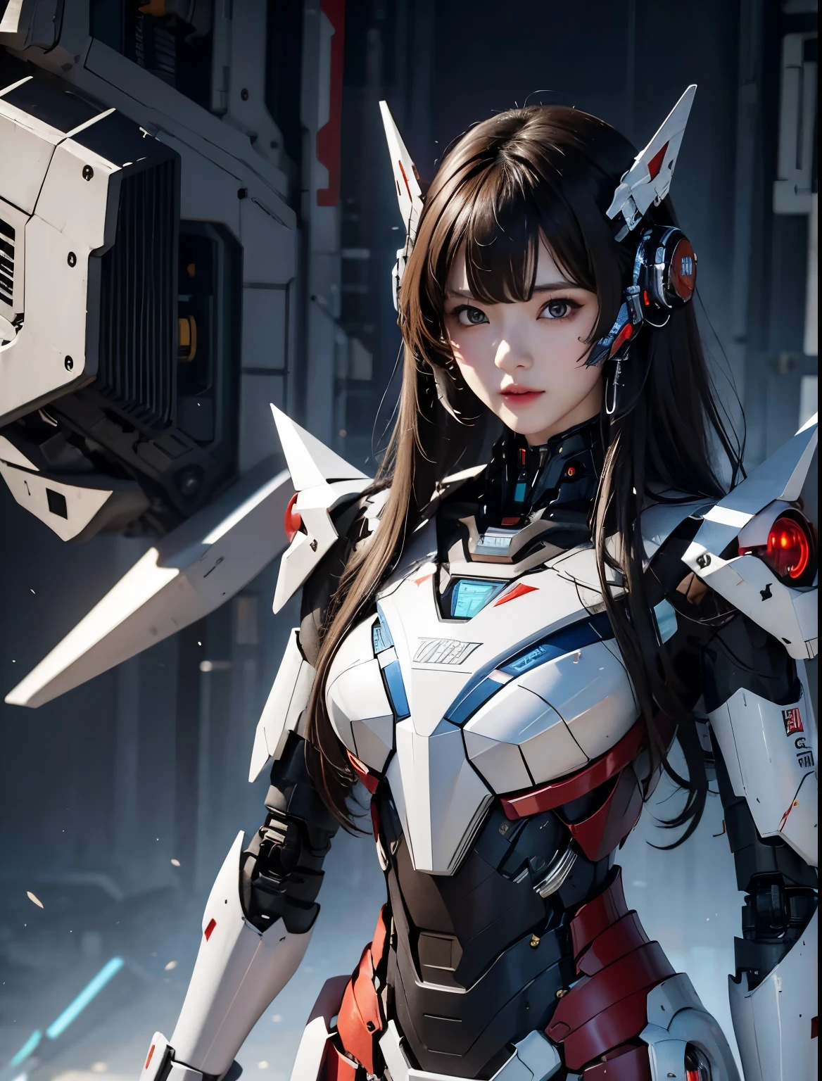 rough skin, Super detailed, advanced details, high quality, 最high quality, High resolution, 1080P, hard disk, beautiful,(Iron Patriot),beautifulサイボーグの女性,Mecha cyborg girl,battle mode,Mecha body girl,彼女は未来的なIron Patriotメカを身に着けています,full body shot