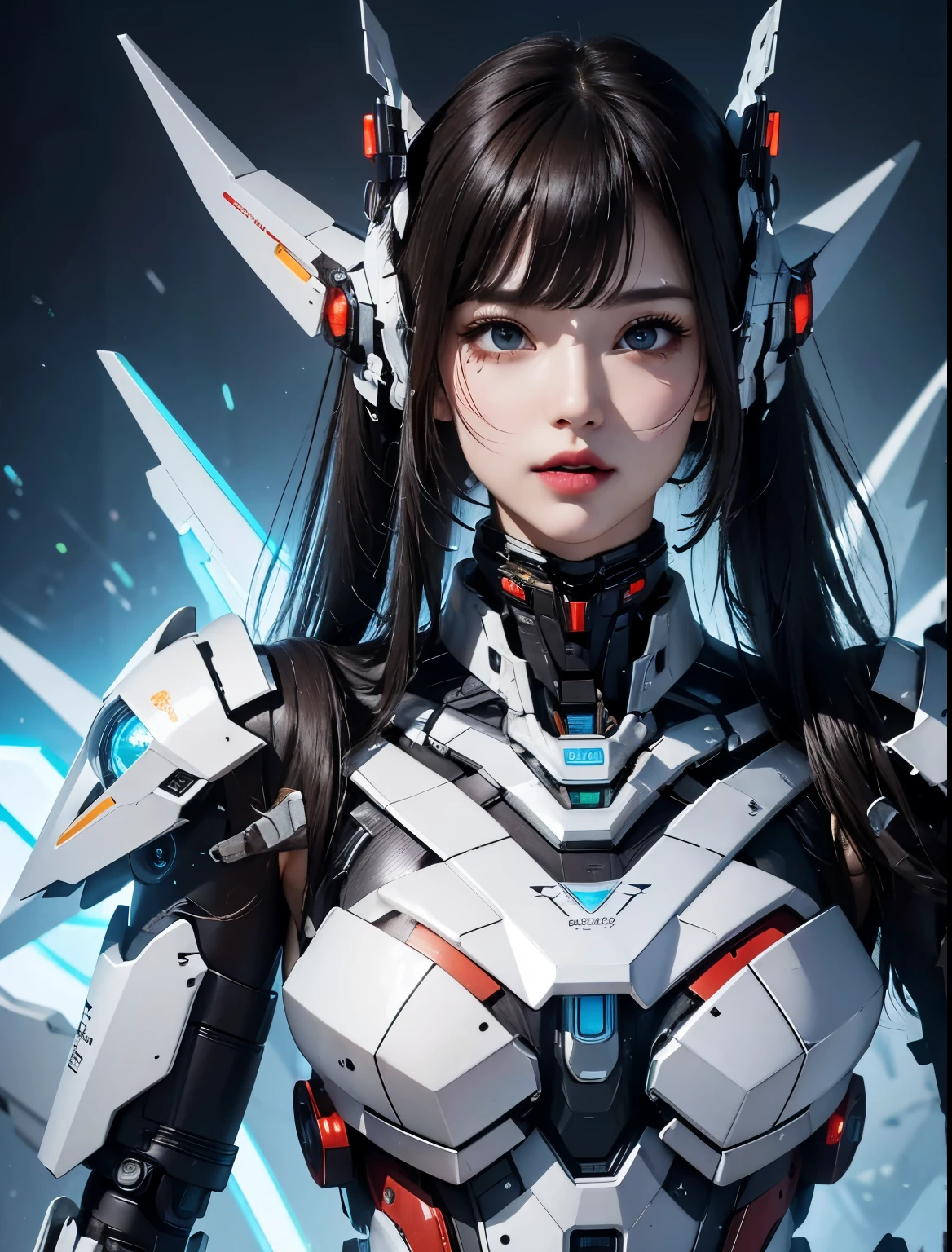 rough skin, Super detailed, advanced details, high quality, 最high quality, High resolution, 1080P, hard disk, beautiful,(super heroine),beautifulサイボーグの女性,Mecha cyborg girl,battle mode,Mecha body girl,She wears a futuristic Iron Patriot mech,full body shot