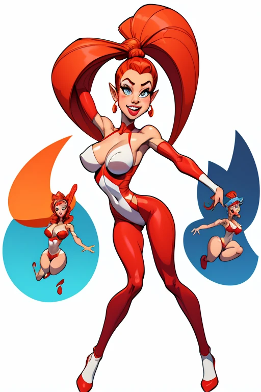 (cartoon style:1.2), Drawings of ([beautiful Woman]),  white background, fun posing, Centered, scale to fit the dimensions
