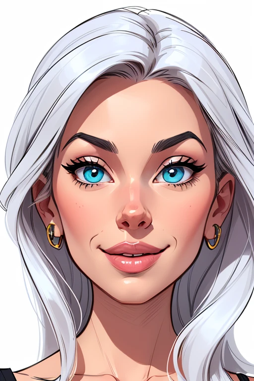 (cartoon style:1.2), Drawings of ([beautiful Woman]), Portrait, white background, fun posing, Centered, scale to fit the dimensions