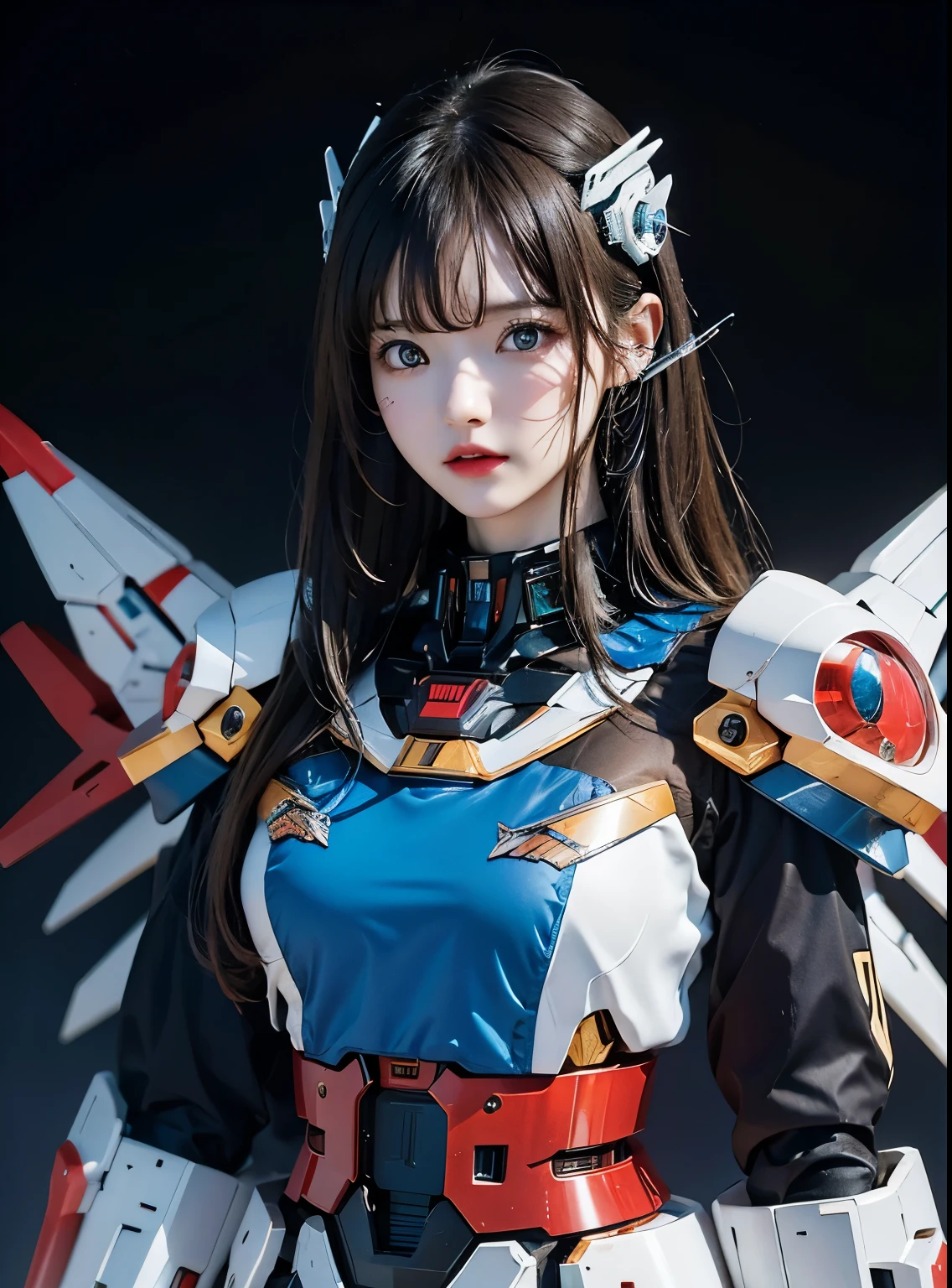 rough skin, Super detailed, advanced details, high quality, 最high quality, High resolution, 1080P, hard disk, beautiful,(gundam),beautifulサイボーグの女性,Mecha cyborg girl,battle mode,Mecha body girl,彼女は未来的なgundamメカを身に着けています,full body shot