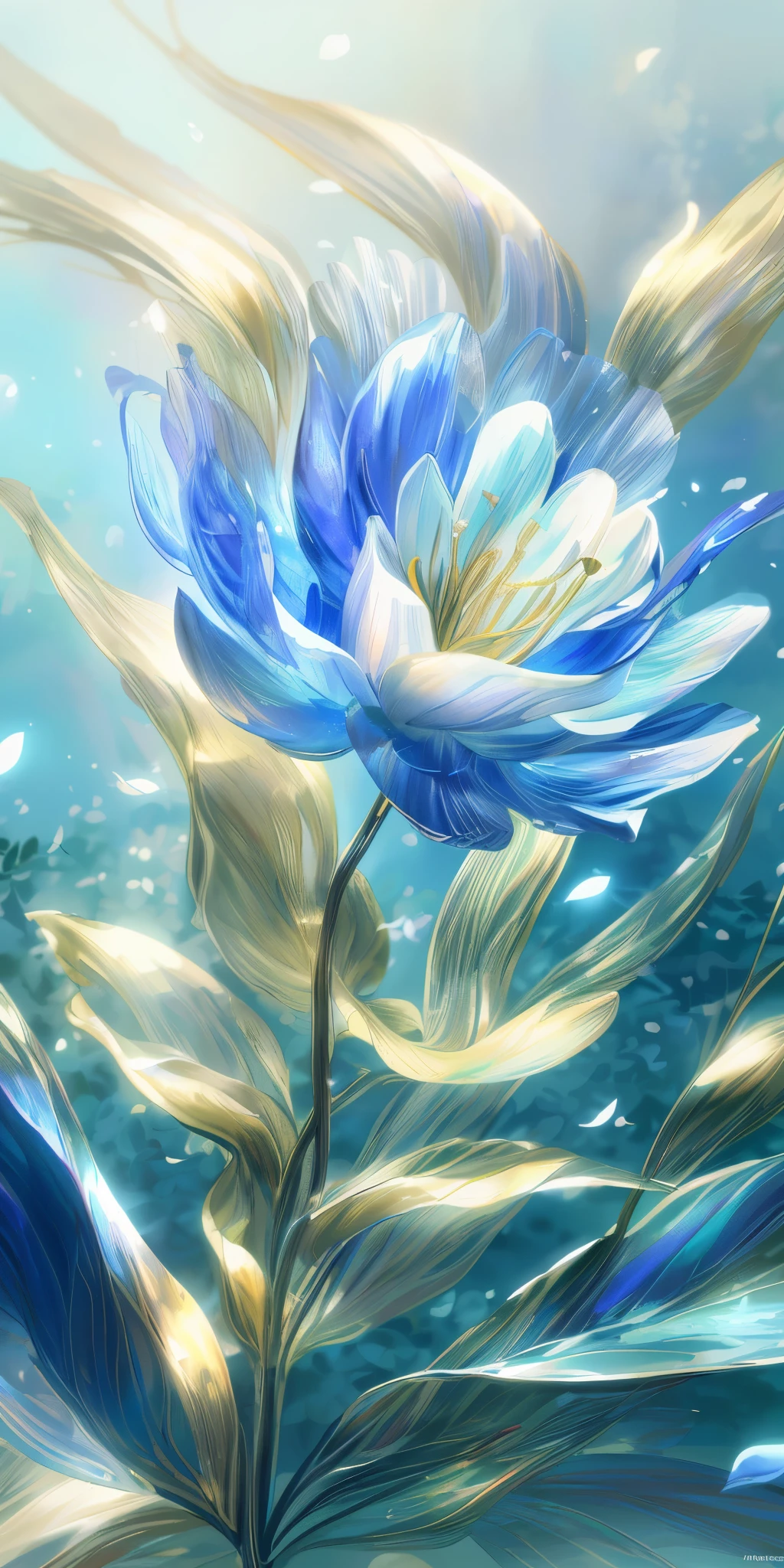 (best quality,4k,8k,high-res,masterpiece:1.2),ultra-detailed,(realistic,photorealistic,photo-realistic:1.37),(best quality),(best illustration),(best shadows) A breathtaking masterpiece that showcases the best image quality possible. This artwork depicts a serene and captivating scene of a natural, blue sea with various colors of delicate tree leaves and flower petals floating in the air. The lighting in this artwork is meticulously rendered, using advanced techniques such as ray tracing to create an ultra-realistic effect. Every detail in this artwork is meticulously crafted, resulting in a visually stunning and highly detailed illustration.