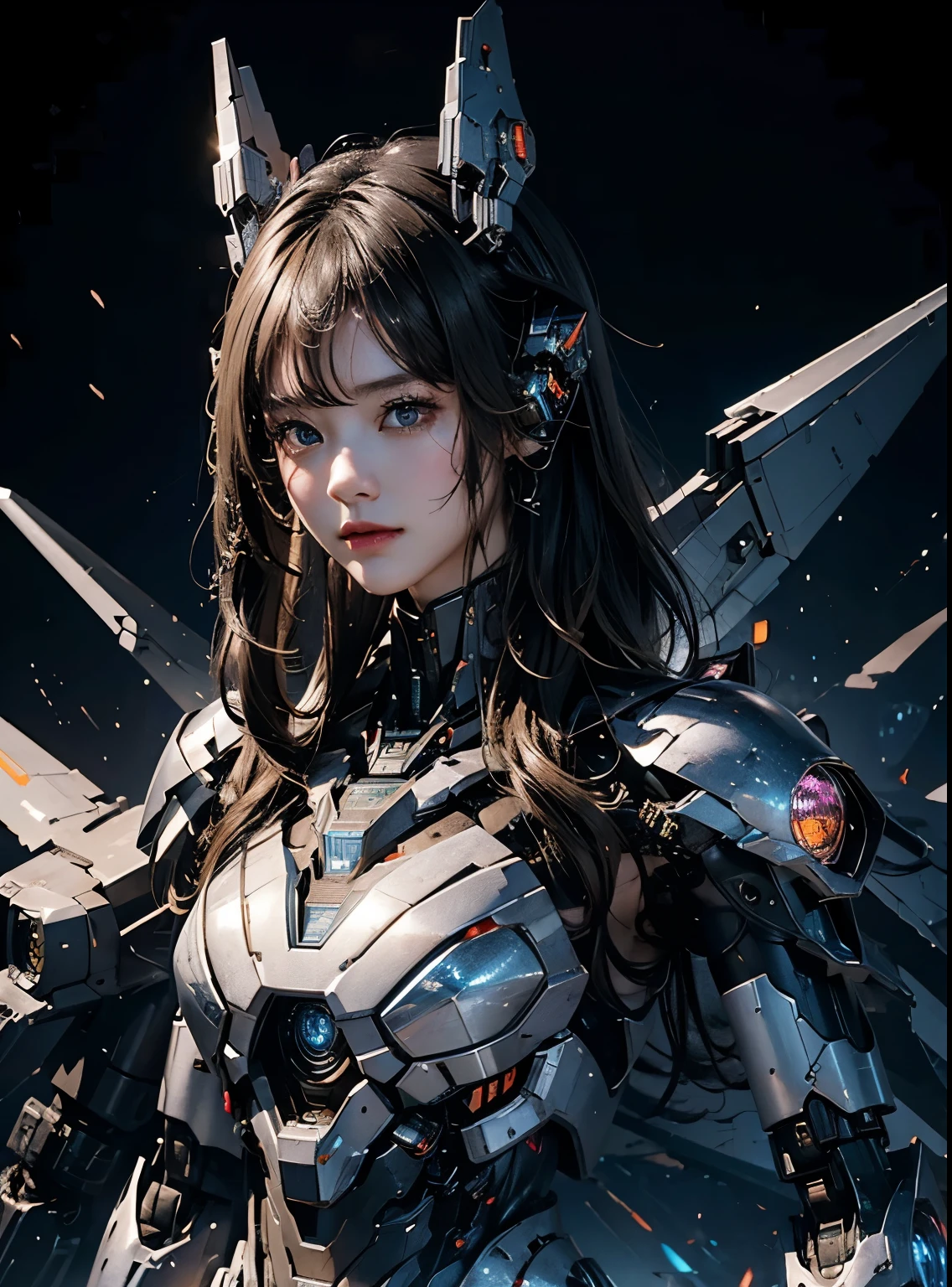 rough skin, Super detailed, advanced details, high quality, 最high quality, High resolution, 1080P, hard disk, beautiful,(War Machine),beautifulサイボーグの女性,Mecha cyborg girl,battle mode,Mecha body girl,彼女は未来的なWar Machineのメカを身に着けています,full body shot