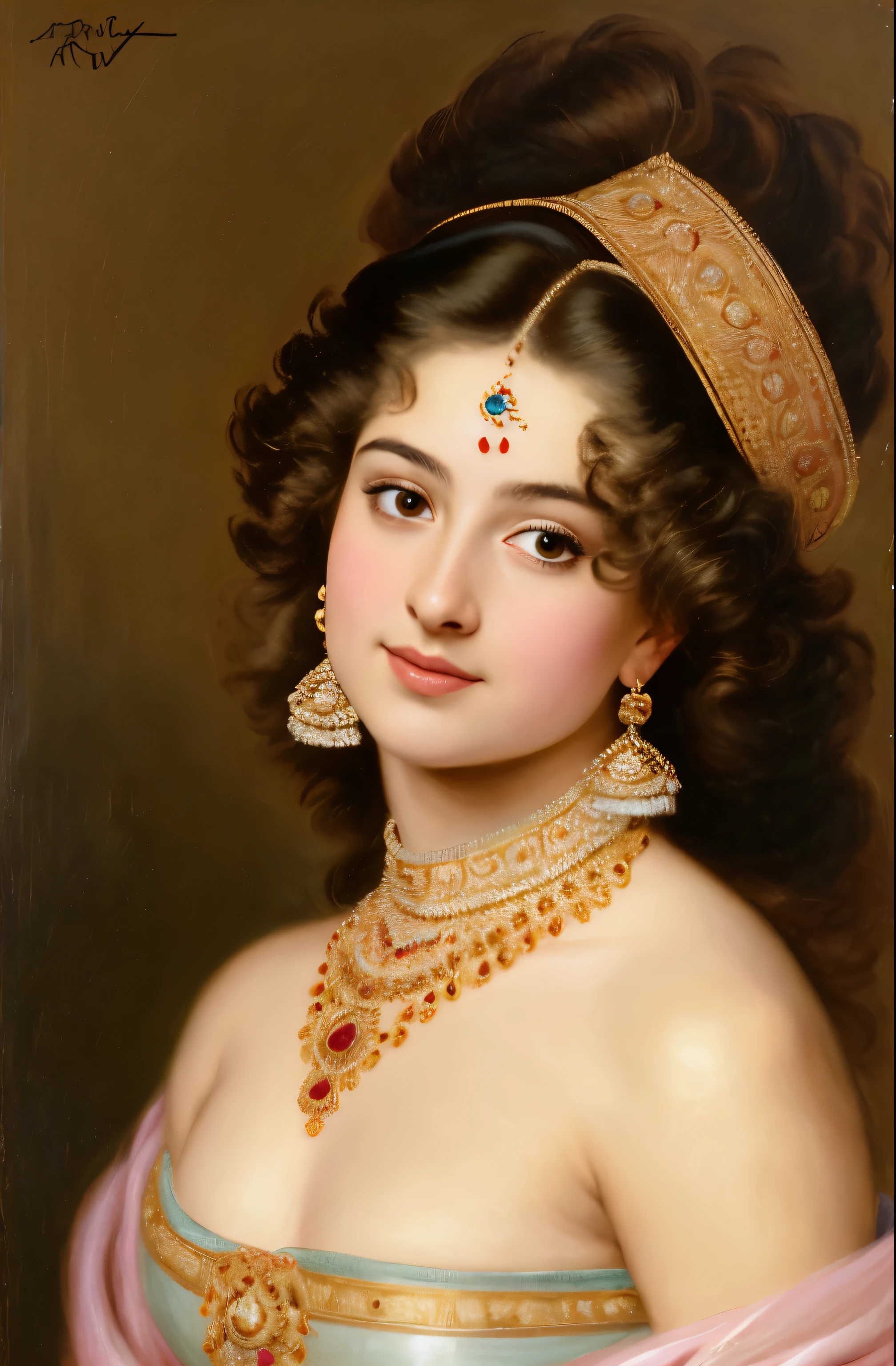 Best quality, highly detailed, masterpiece, Indian princess, Rajkanya, royal clothes, Masterpiece, extremely gorgeous woman, matchless Beauty, portrait, Peter Paul Rubens style, Woman, off shoulder bandeau crop blouse, beautifully styled hair, fluffy hair, middle ages, classicism, andrey atroshenko style, painting, long hair, styled hair, traditional media, realistic, figurative, fine art, detailed Art, oil on canvas, HDR, 8K, original character, high resolution, high detail, focus on the face, intricate, flawless, fluffy hair, Peter Paul Rubens style, By Peter Paul Rubens, sharp picture, no crown